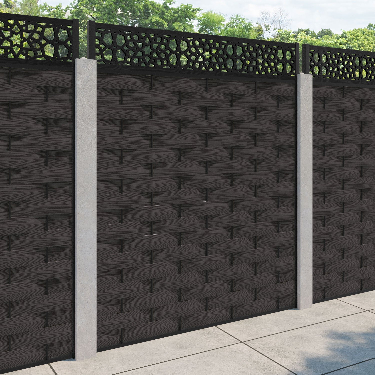 Ripple Nazira Fence Panel - Dark Oak - for existing concrete posts