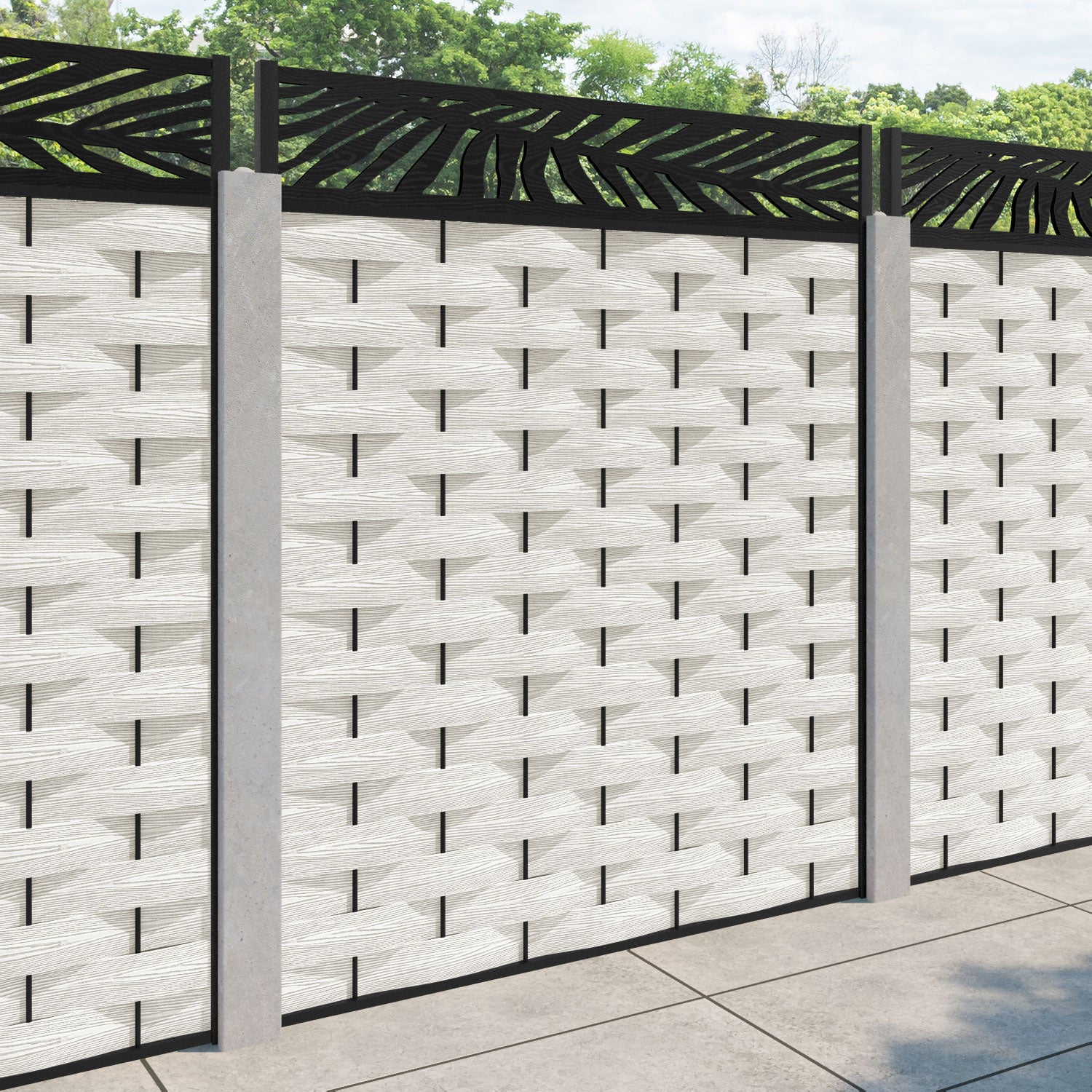 Ripple Palm Fence Panel - Light Stone - for existing concrete posts