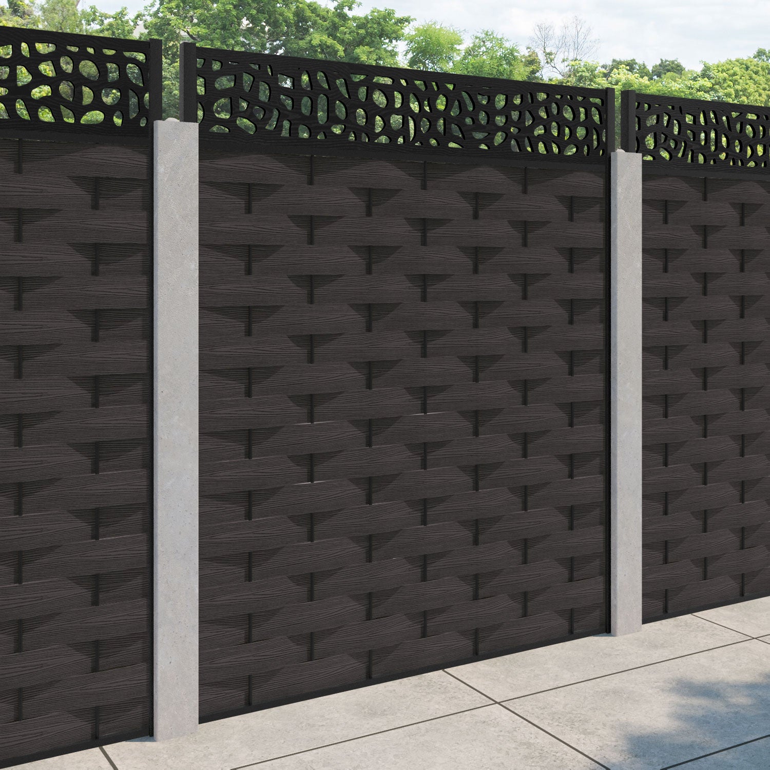 Ripple Pebble Fence Panel - Dark Oak - for existing concrete posts