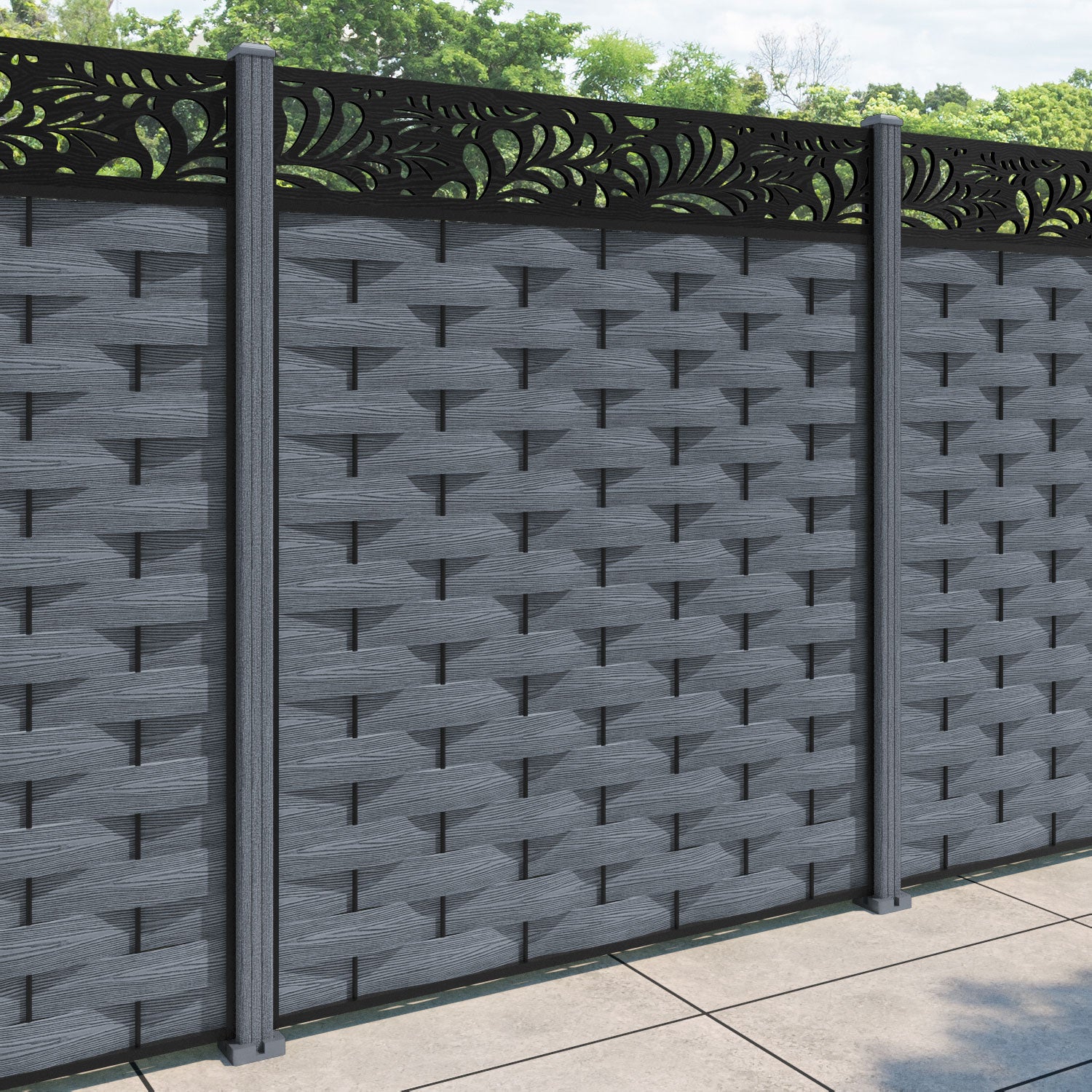 Ripple Petal Fence Panel - Anthracite - with our composite posts