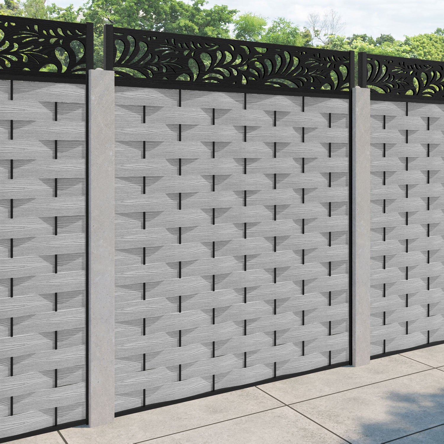 Ripple Petal Fence Panel - Light Grey - for existing concrete posts