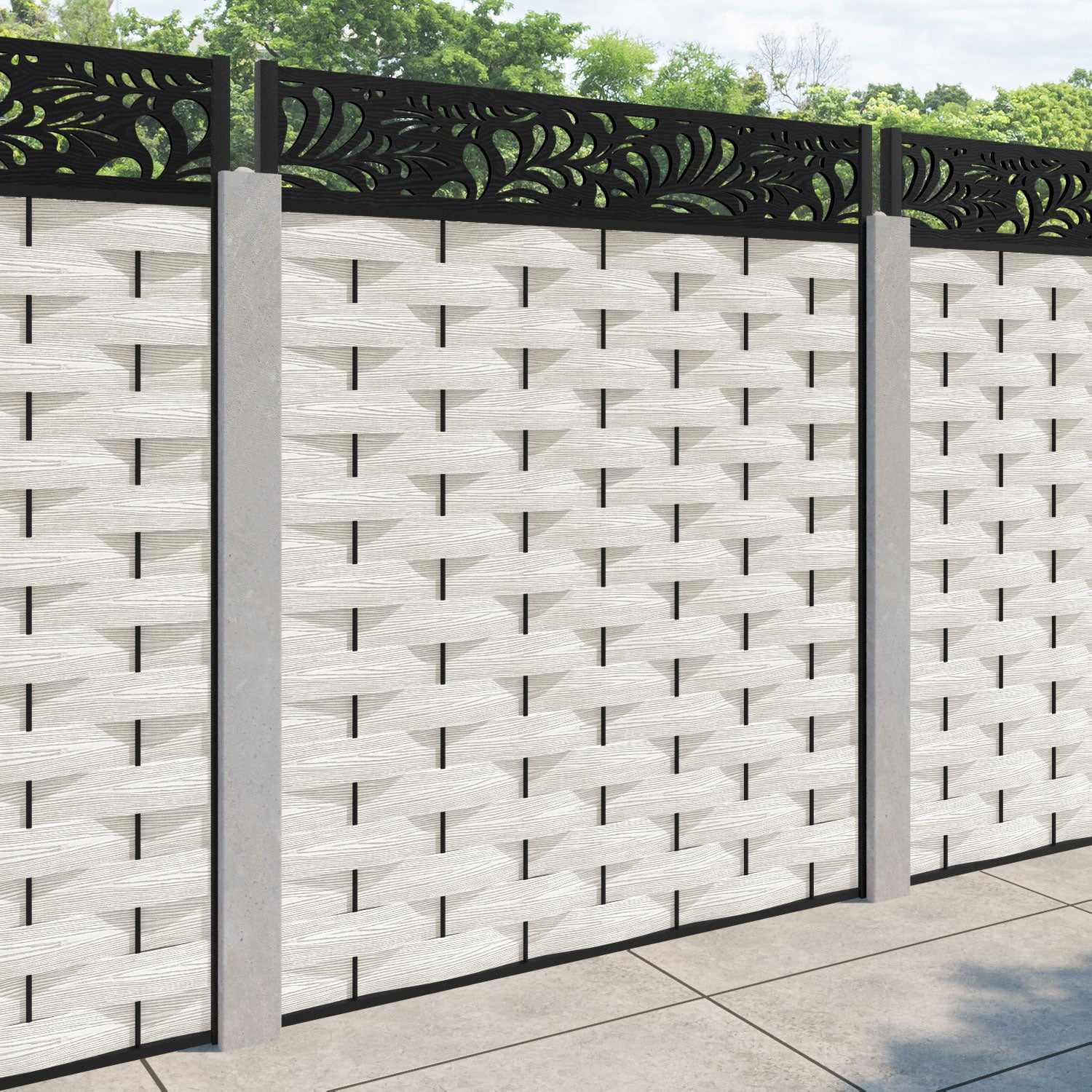 Ripple Petal Fence Panel - Light Stone - for existing concrete posts