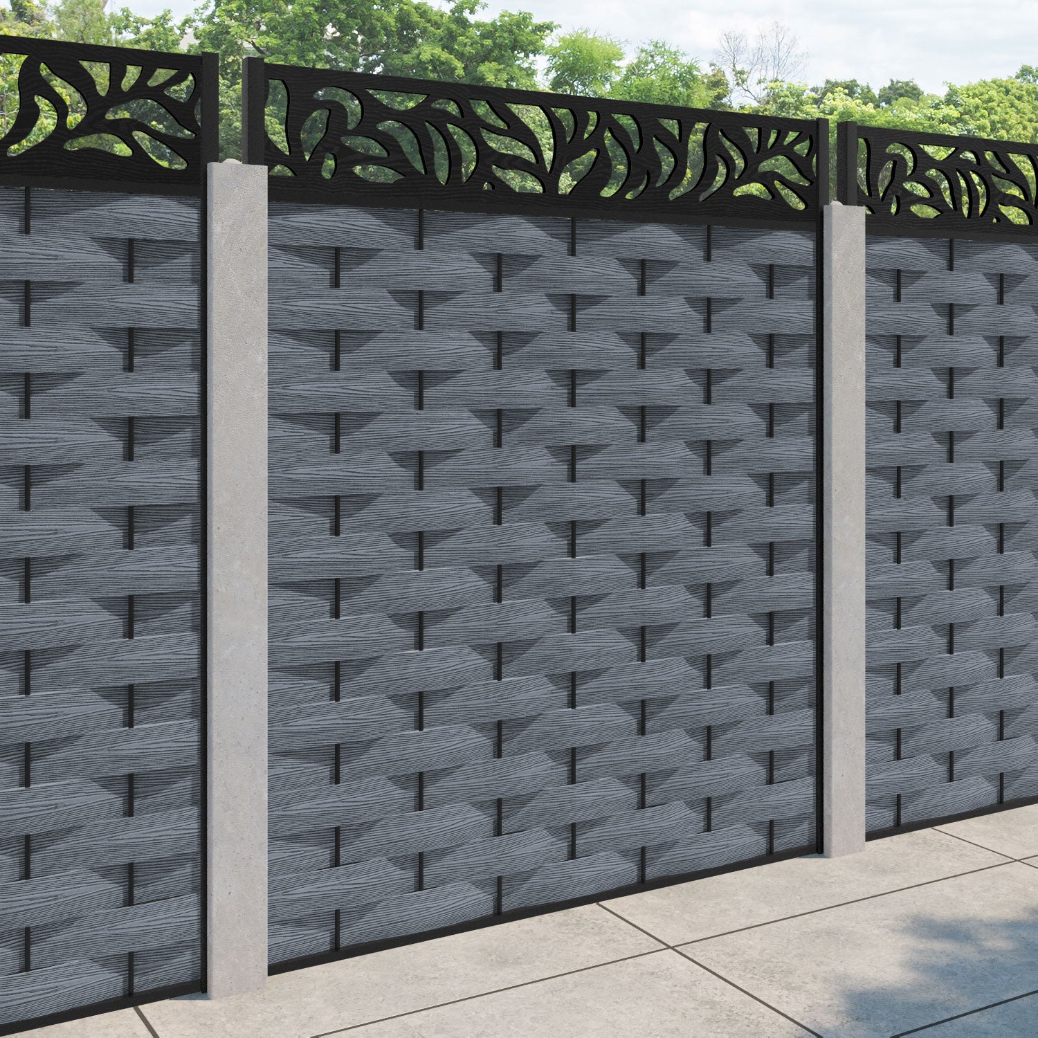 Ripple Plume Fence Panel - Anthracite - for existing concrete posts