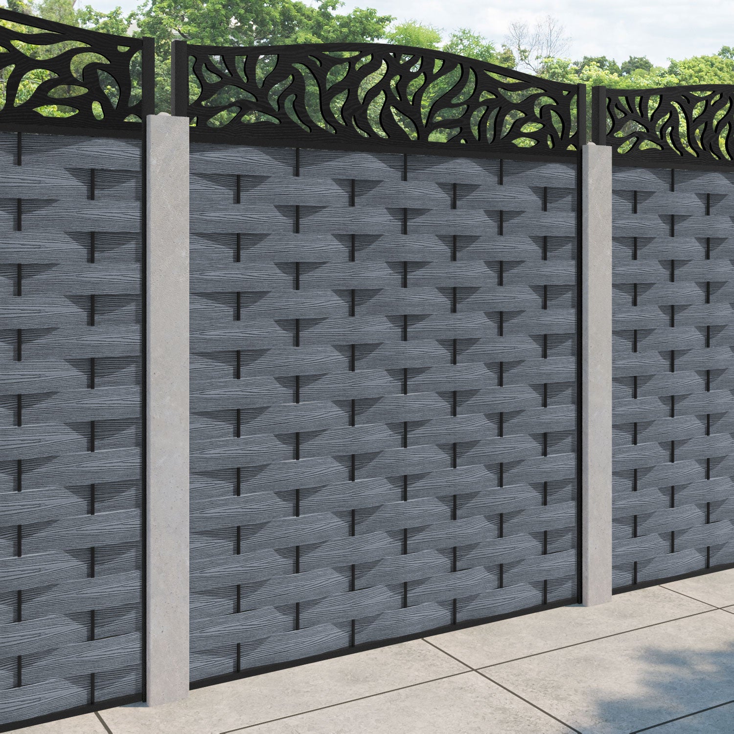 Ripple Plume Curved Top Fence Panel - Anthracite - for existing concrete posts