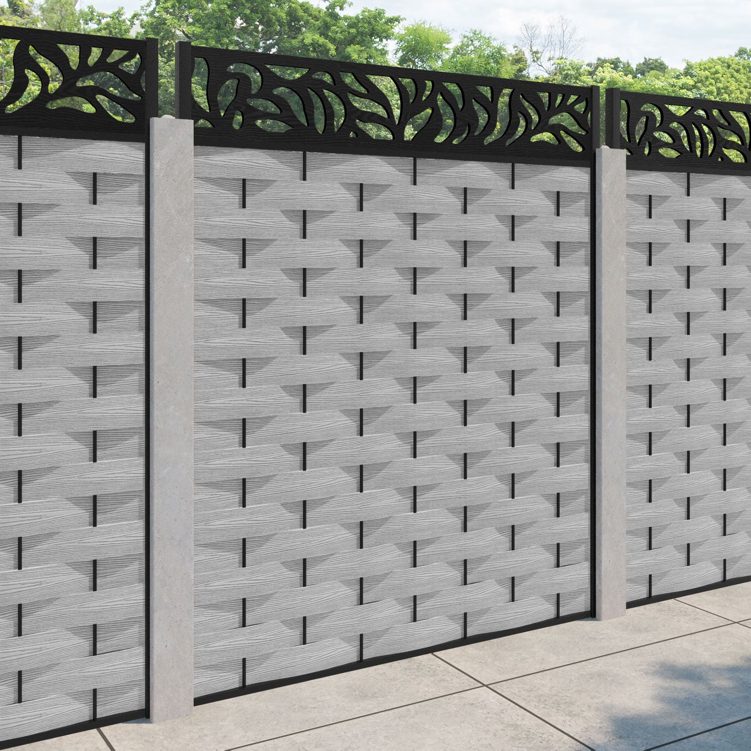 Ripple Plume Fence Panel - Light Grey - for existing concrete posts