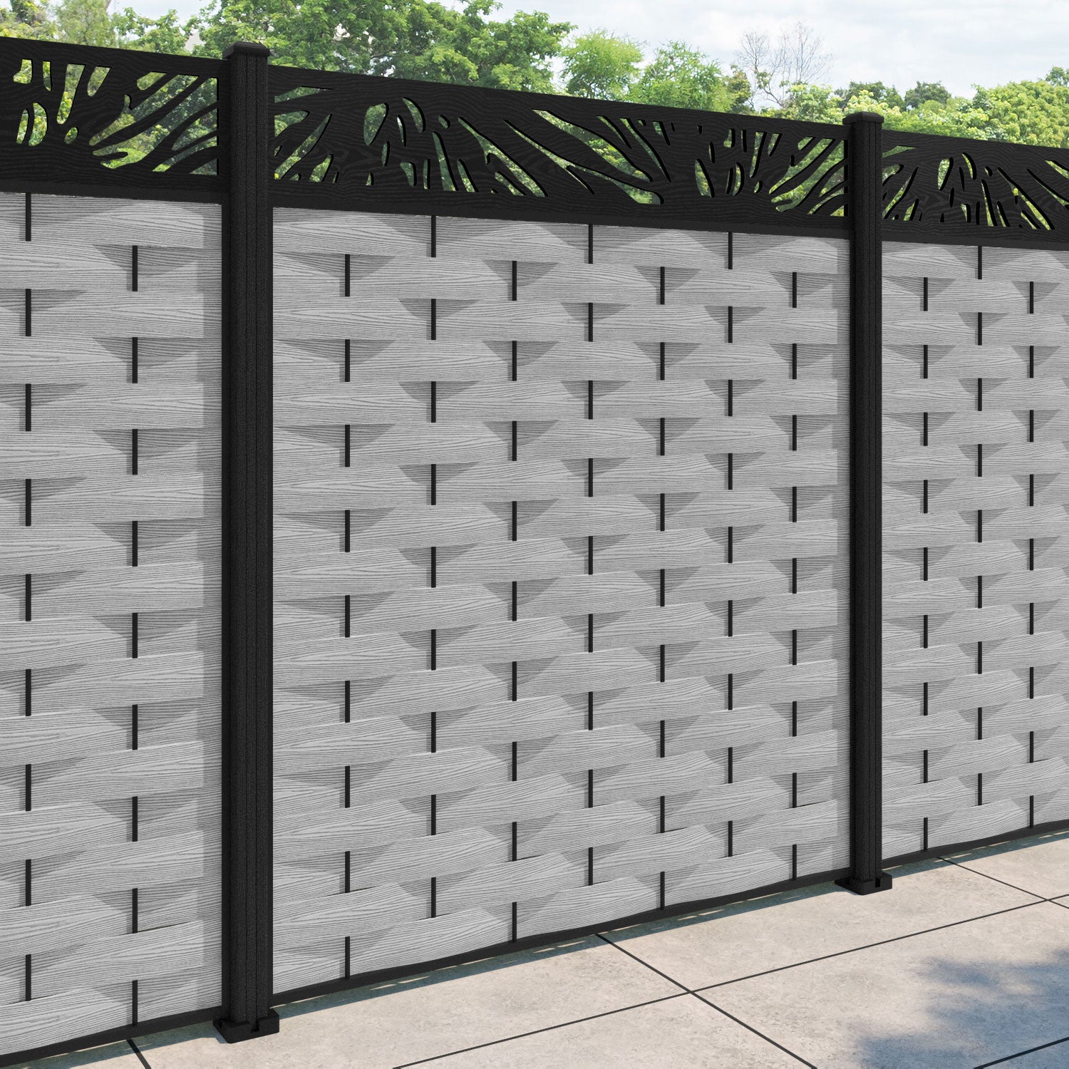 Ripple Poppy Fence Panel - Light Grey - with our composite posts