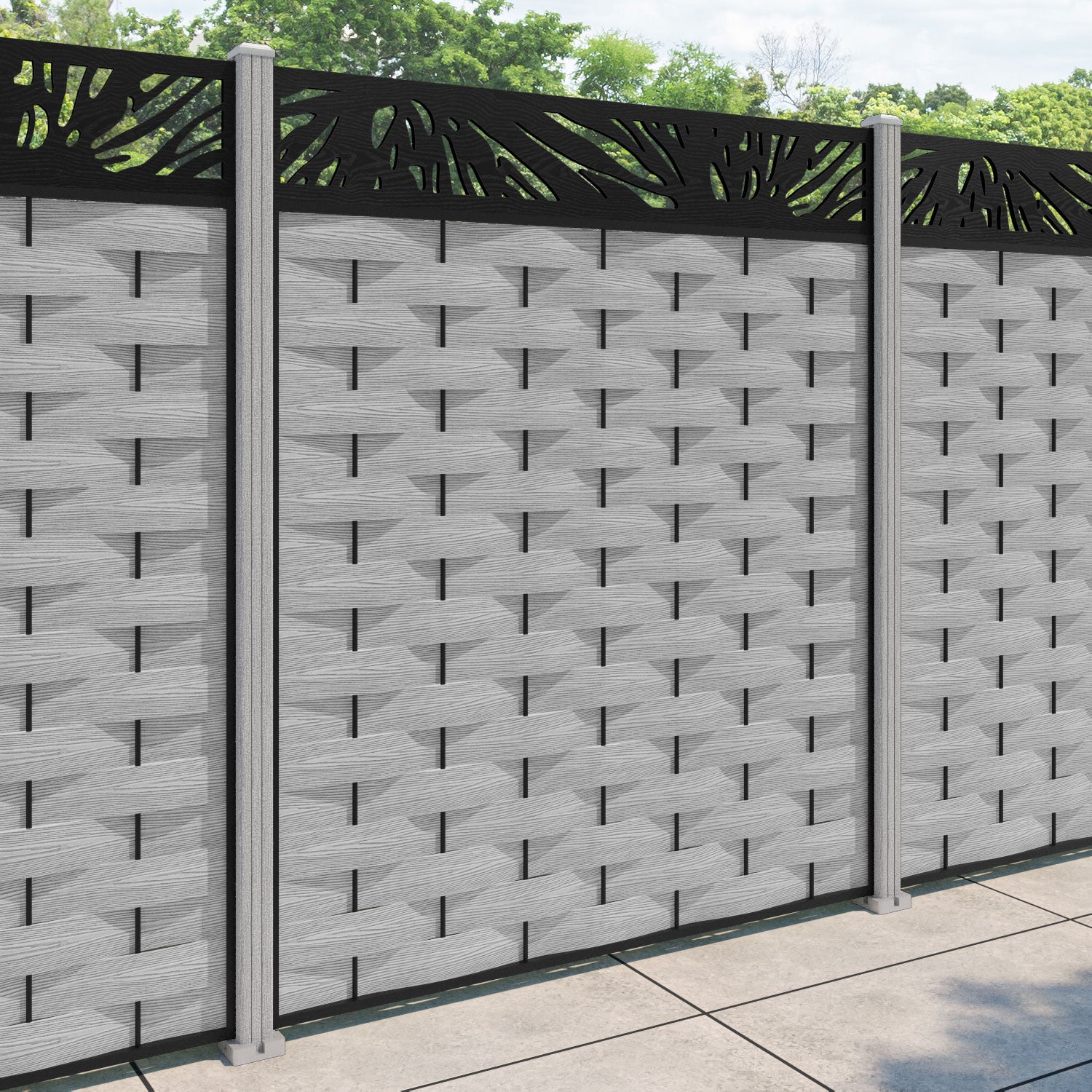 Ripple Poppy Fence Panel - Light Grey - with our composite posts