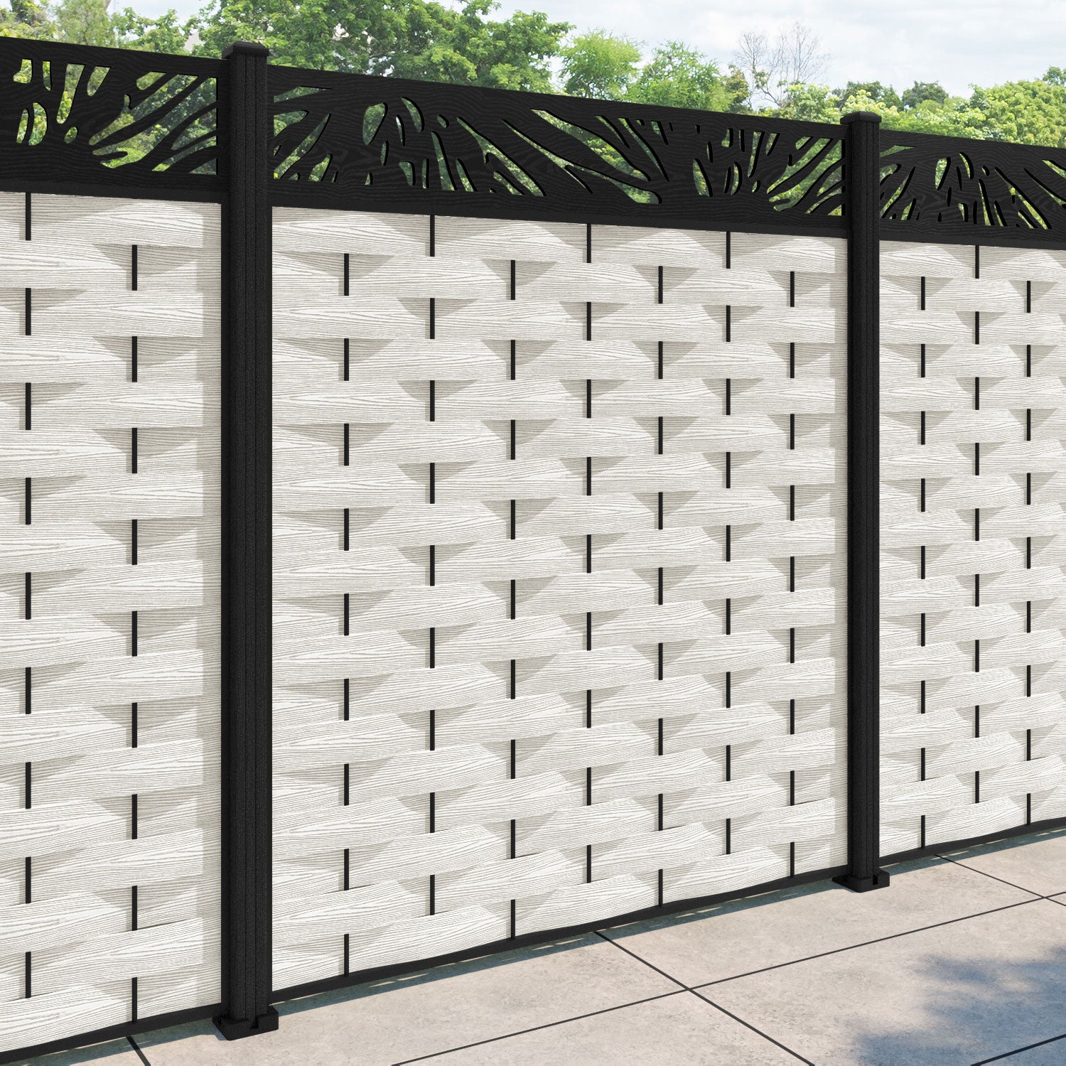 Ripple Poppy Fence Panel - Light Stone - with our composite posts