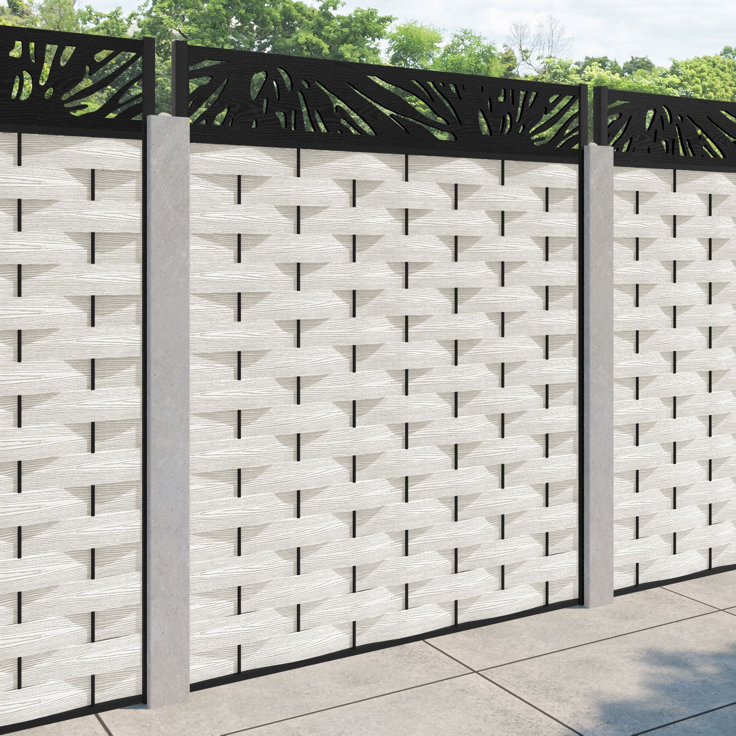 Ripple Poppy Fence Panel - Light Stone - for existing concrete posts