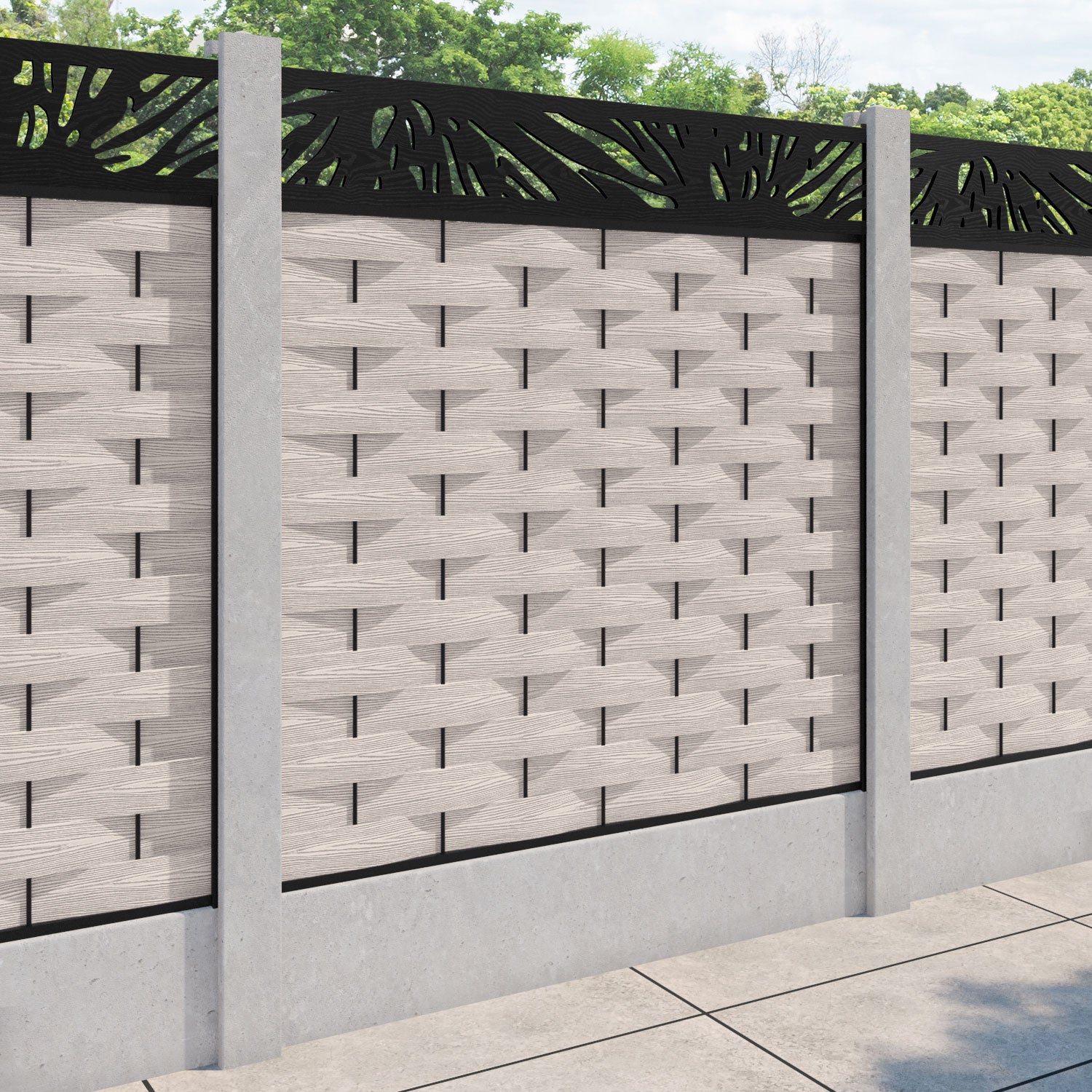 Ripple Poppy Fence Panel - Mid Stone - for existing concrete posts