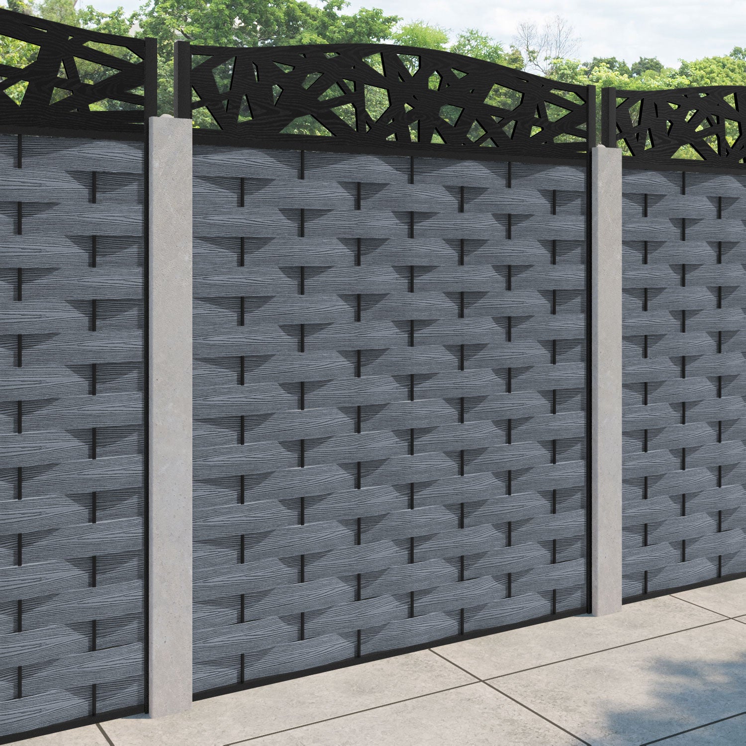 Ripple Prism Curved Top Fence Panel - Anthracite - for existing concrete posts