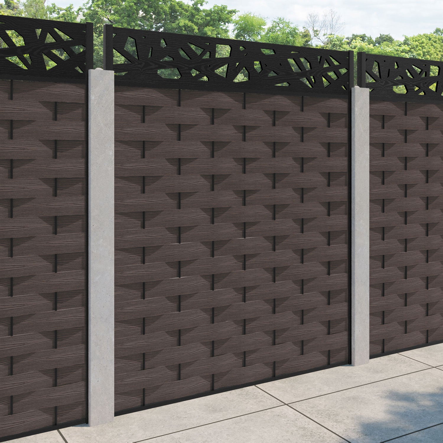 Ripple Prism Fence Panel - Mid Brown - for existing concrete posts