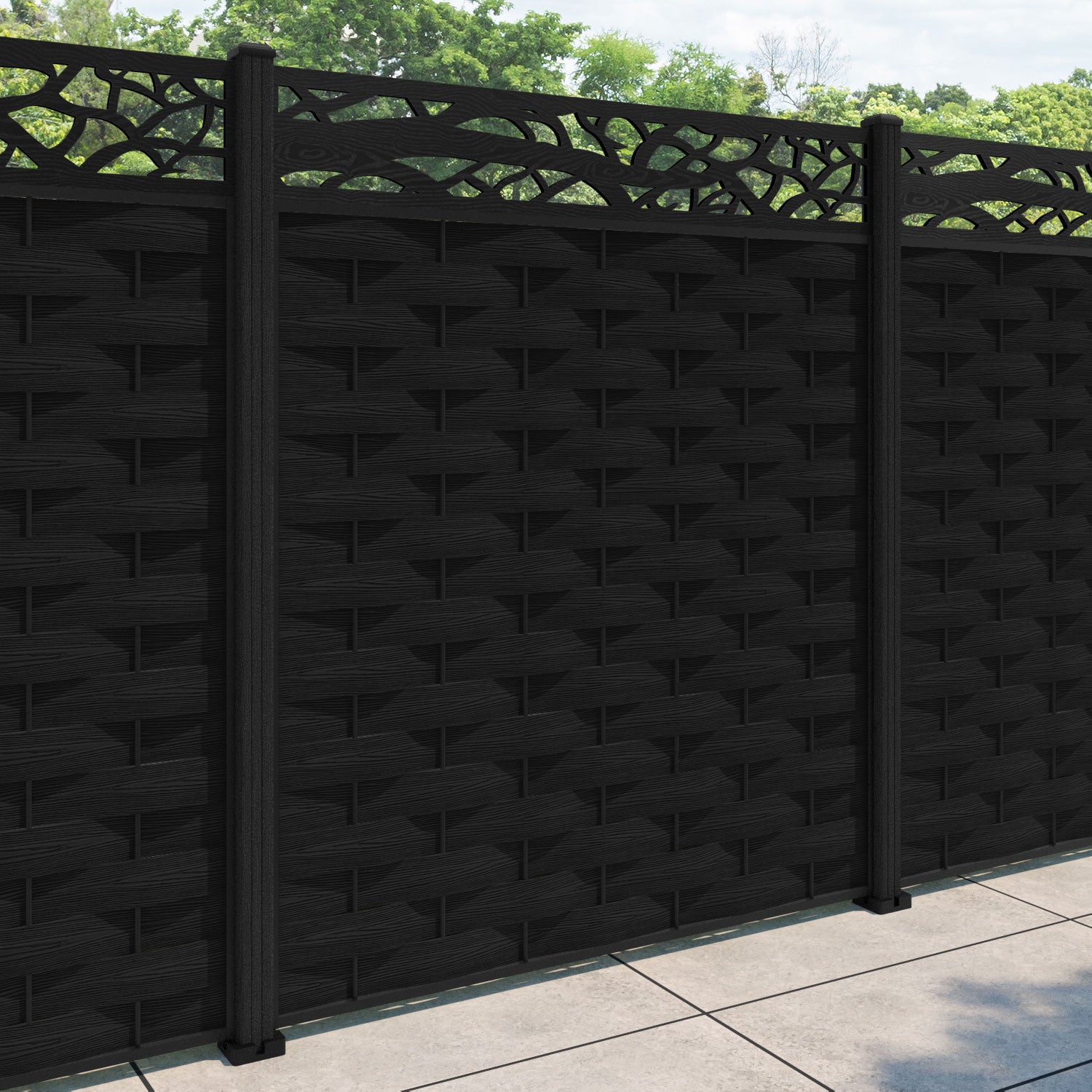 Ripple Twilight Fence Panel - Black - with our composite posts