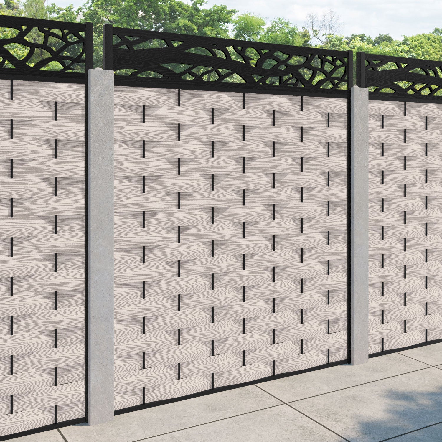 Ripple Twilight Fence Panel - Mid Stone - for existing concrete posts