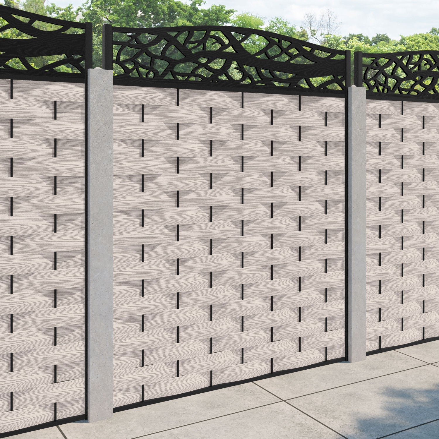 Ripple Twilight Curved Top Fence Panel - Mid Stone - for existing concrete posts