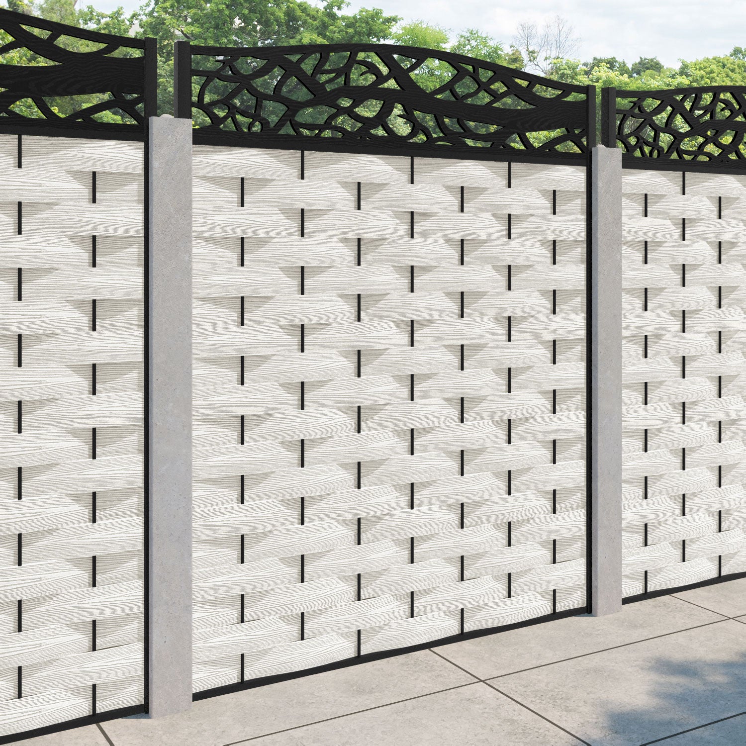 Ripple Twilight Curved Top Fence Panel - Light Stone - for existing concrete posts