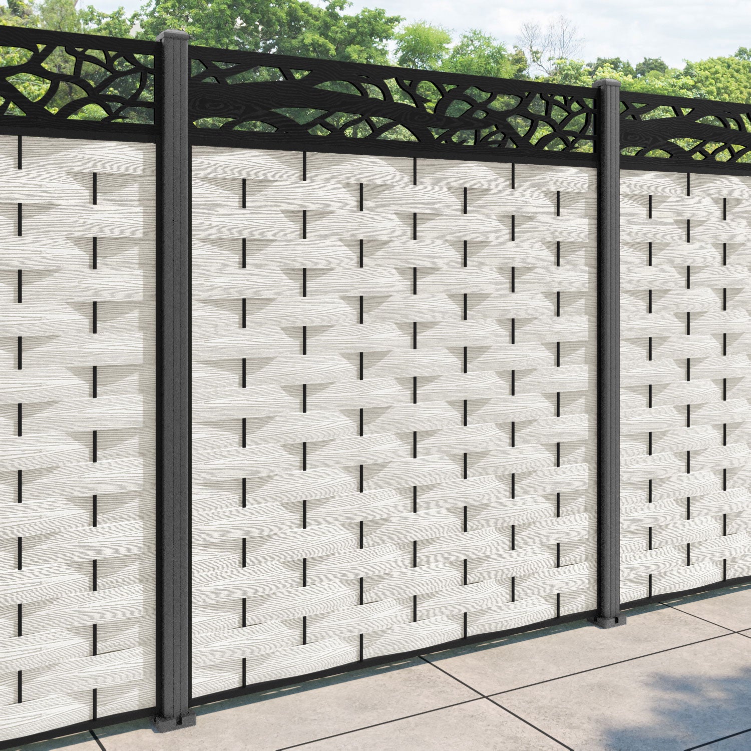 Ripple Twilight Fence Panel - Light Stone - with our aluminium posts
