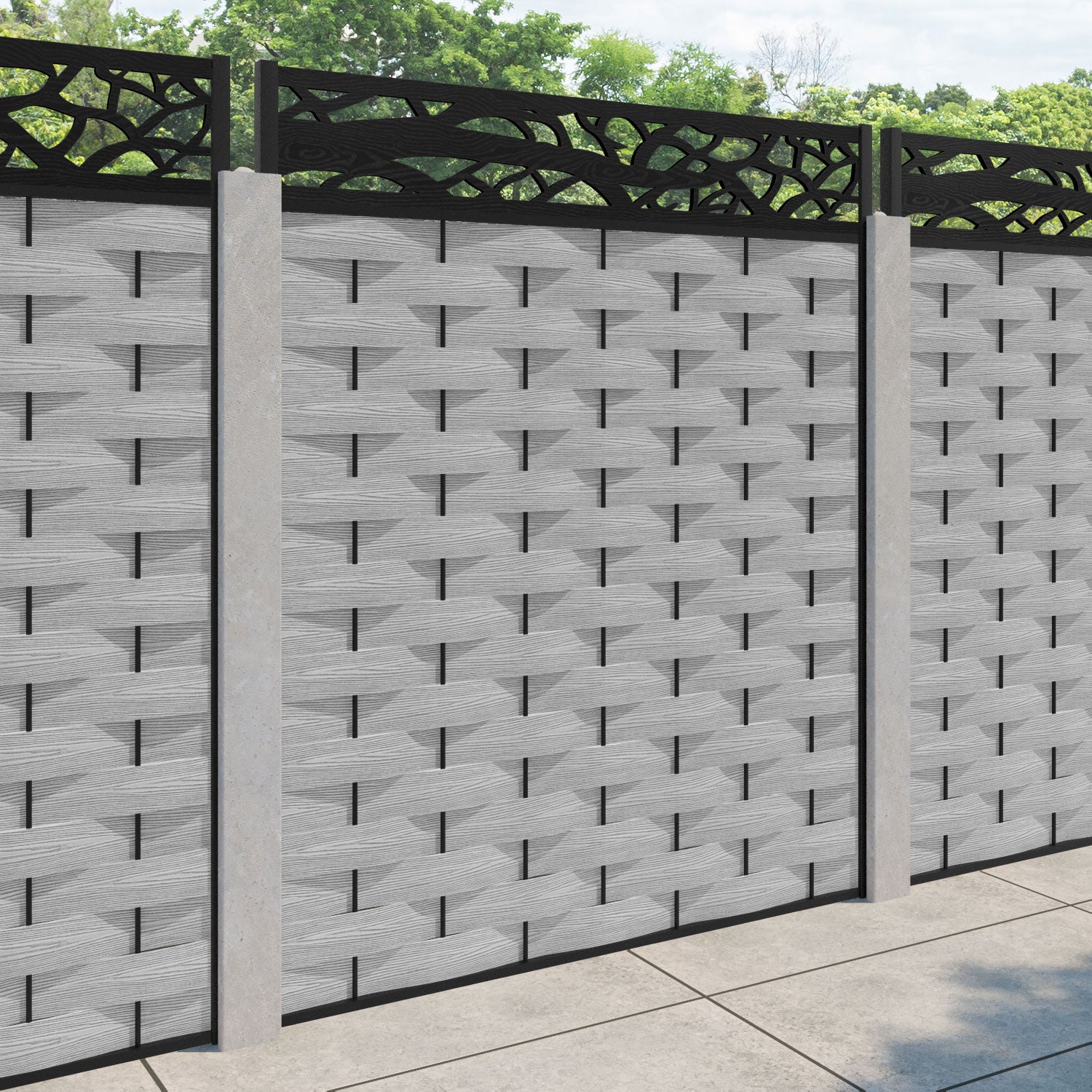 Ripple Twilight Fence Panel - Light Grey - for existing concrete posts