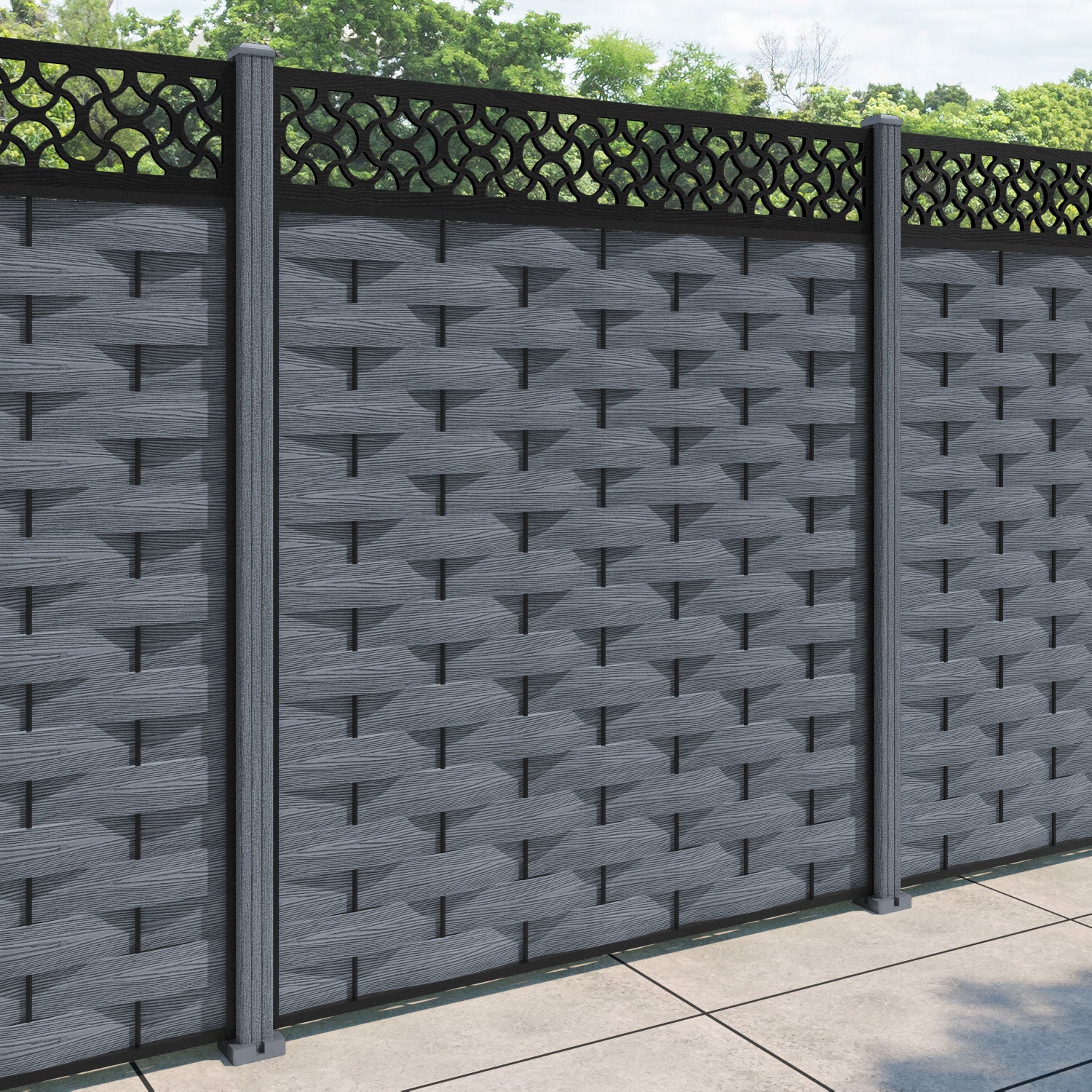 Ripple Vida Fence Panel - Anthracite - with our composite posts
