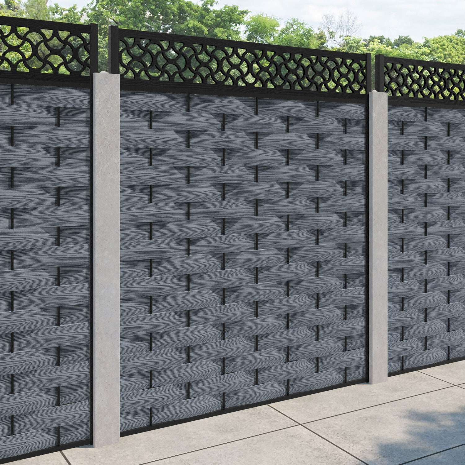 Ripple Vida Fence Panel - Anthracite - for existing concrete posts