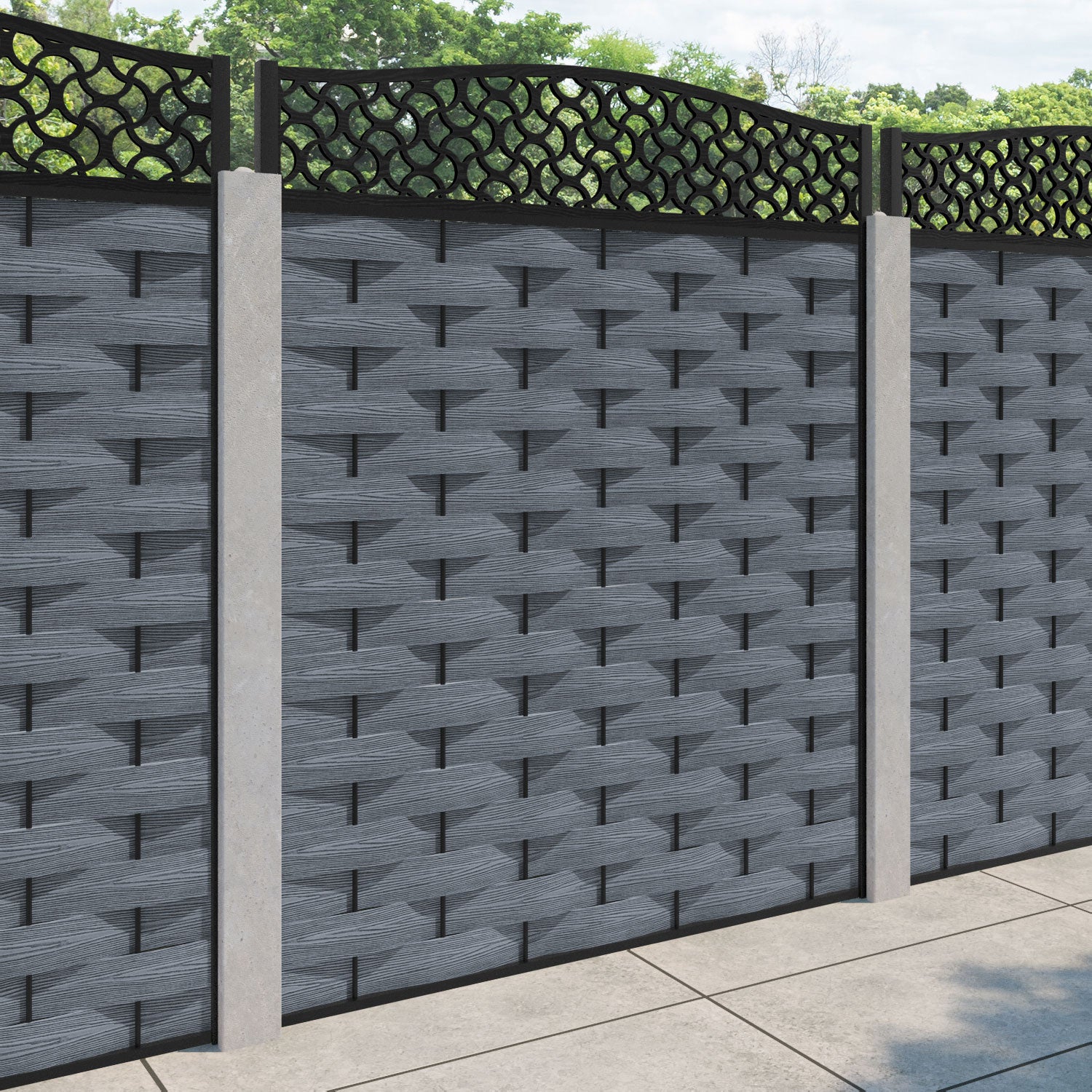 Ripple Vida Curved Top Fence Panel - Anthracite - for existing concrete posts