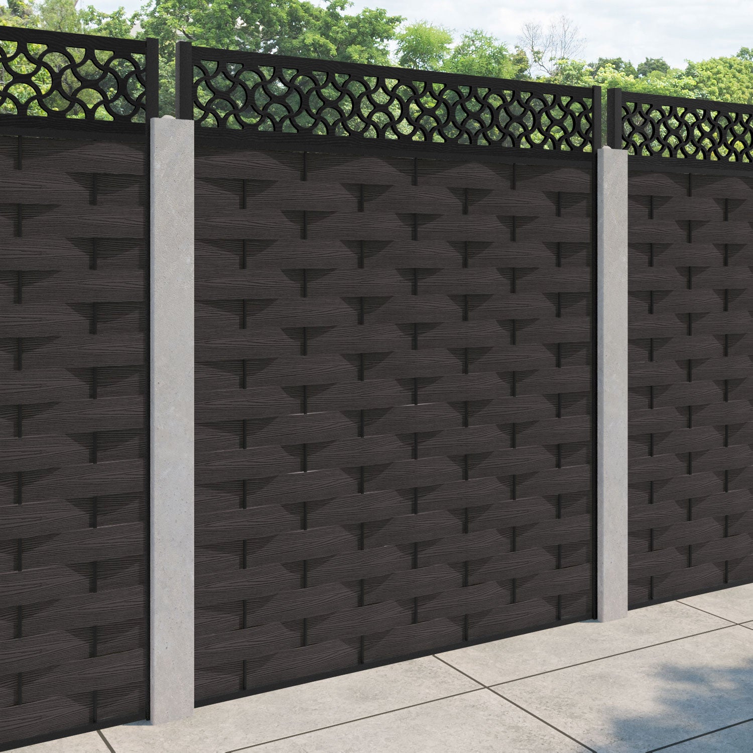 Ripple Vida Fence Panel - Dark Oak - for existing concrete posts