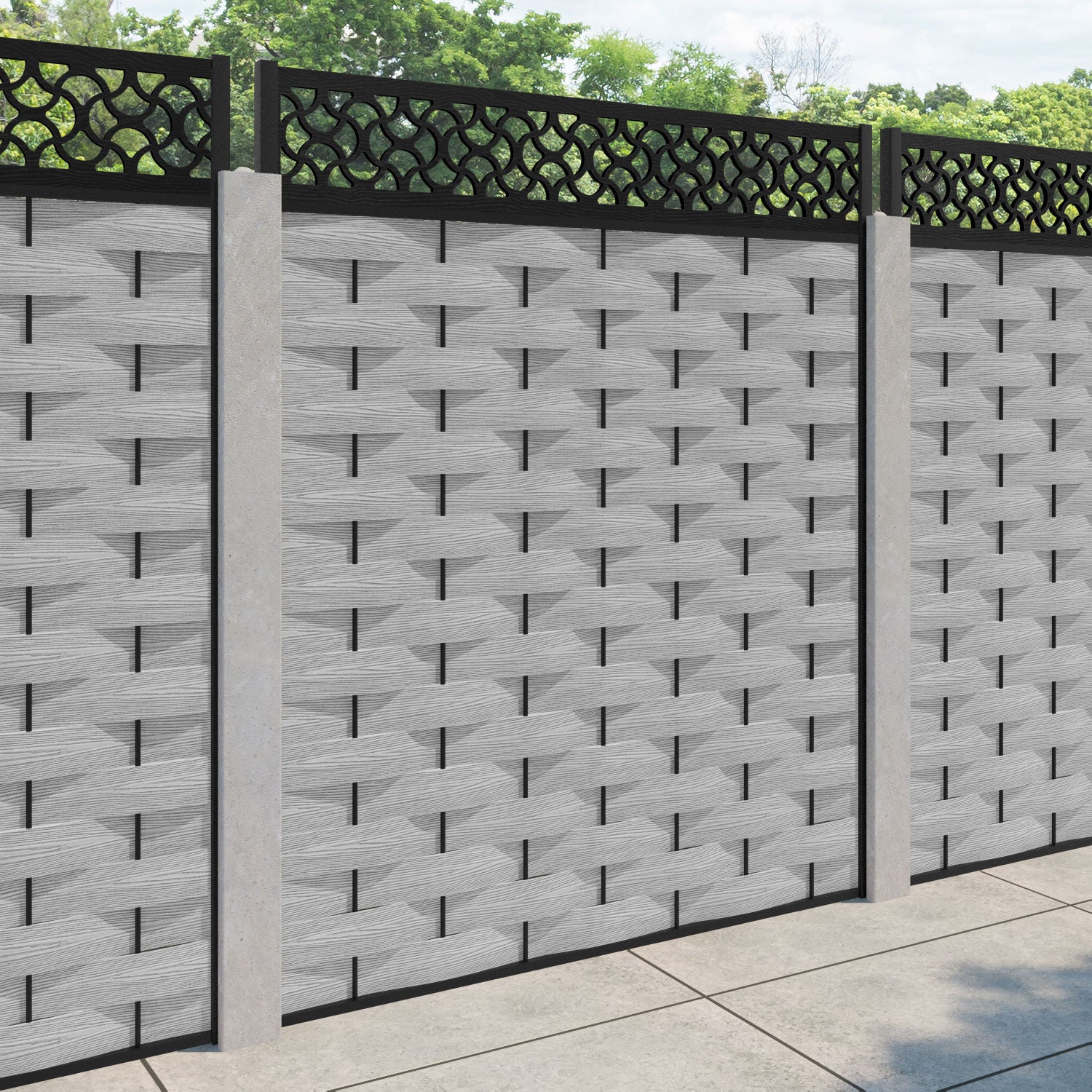 Ripple Vida Fence Panel - Light Grey - for existing concrete posts
