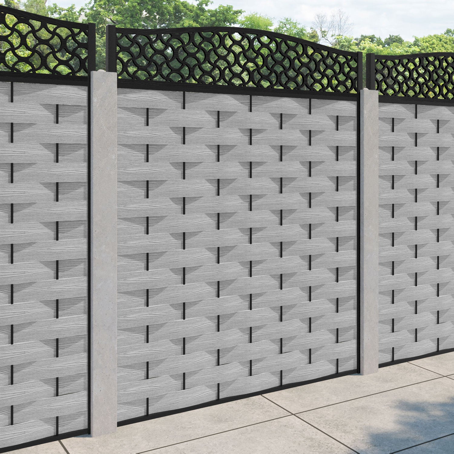 Ripple Vida Curved Top Fence Panel - Light Grey - for existing concrete posts