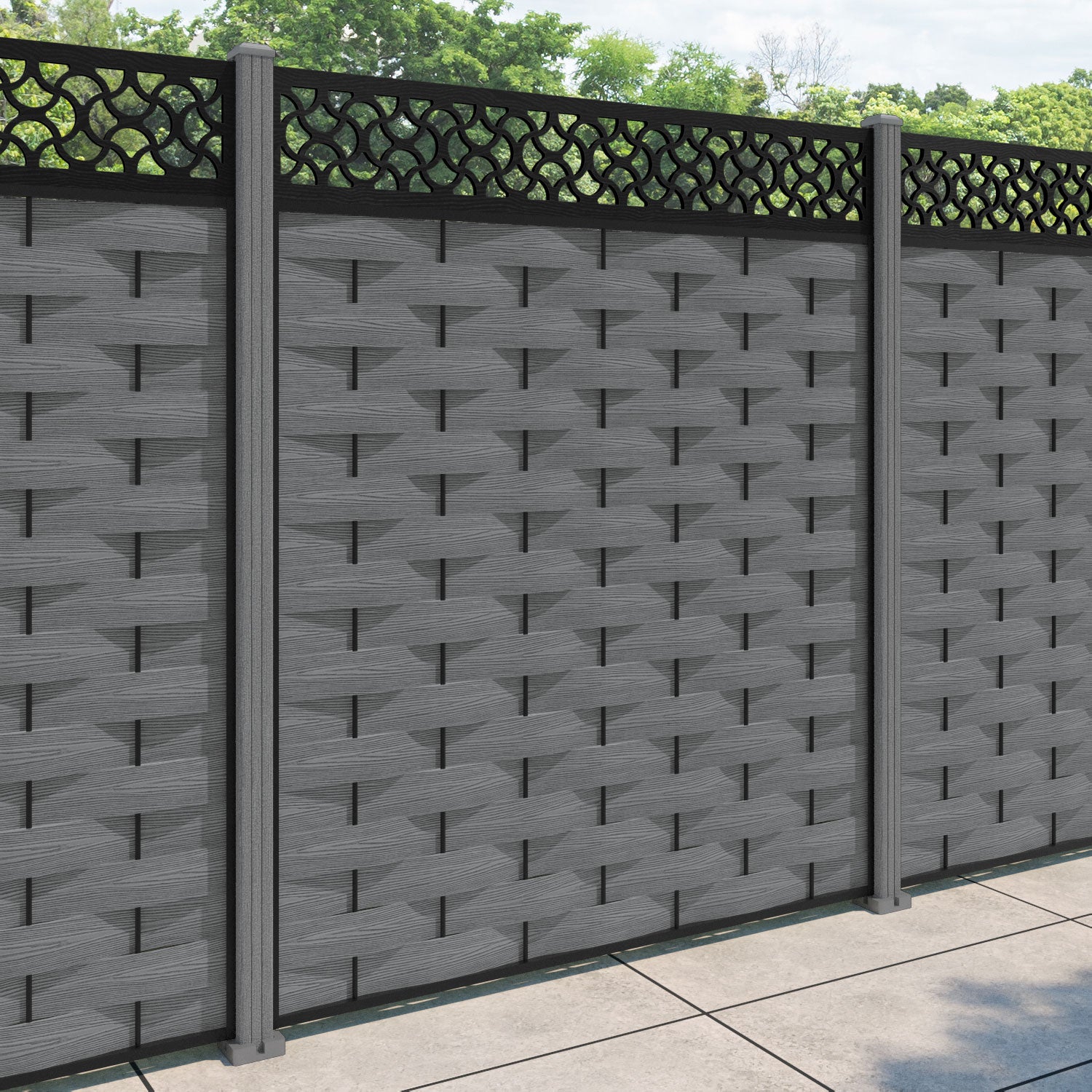 Ripple Vida Fence Panel - Mid Grey - with our composite posts