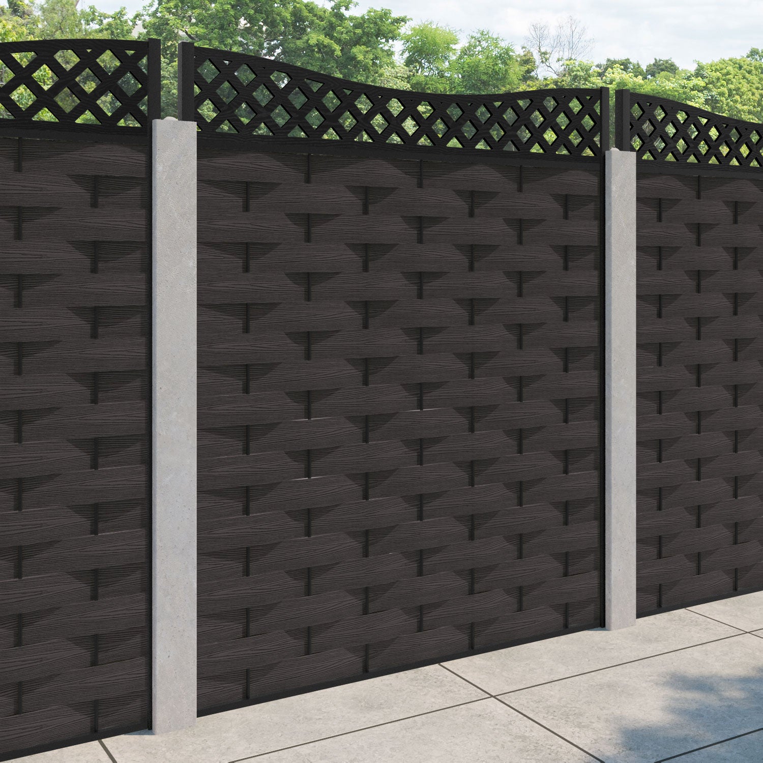 Ripple Low Wave Fence Panel - Dark Oak - for existing concrete posts