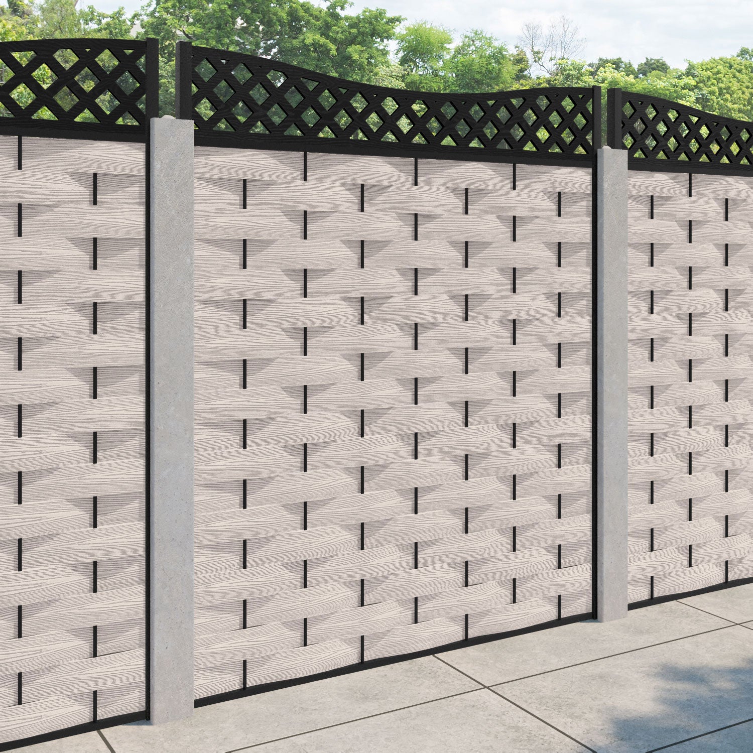 Ripple Low Wave Curved Top Fence Panel - Mid Stone - for existing concrete posts