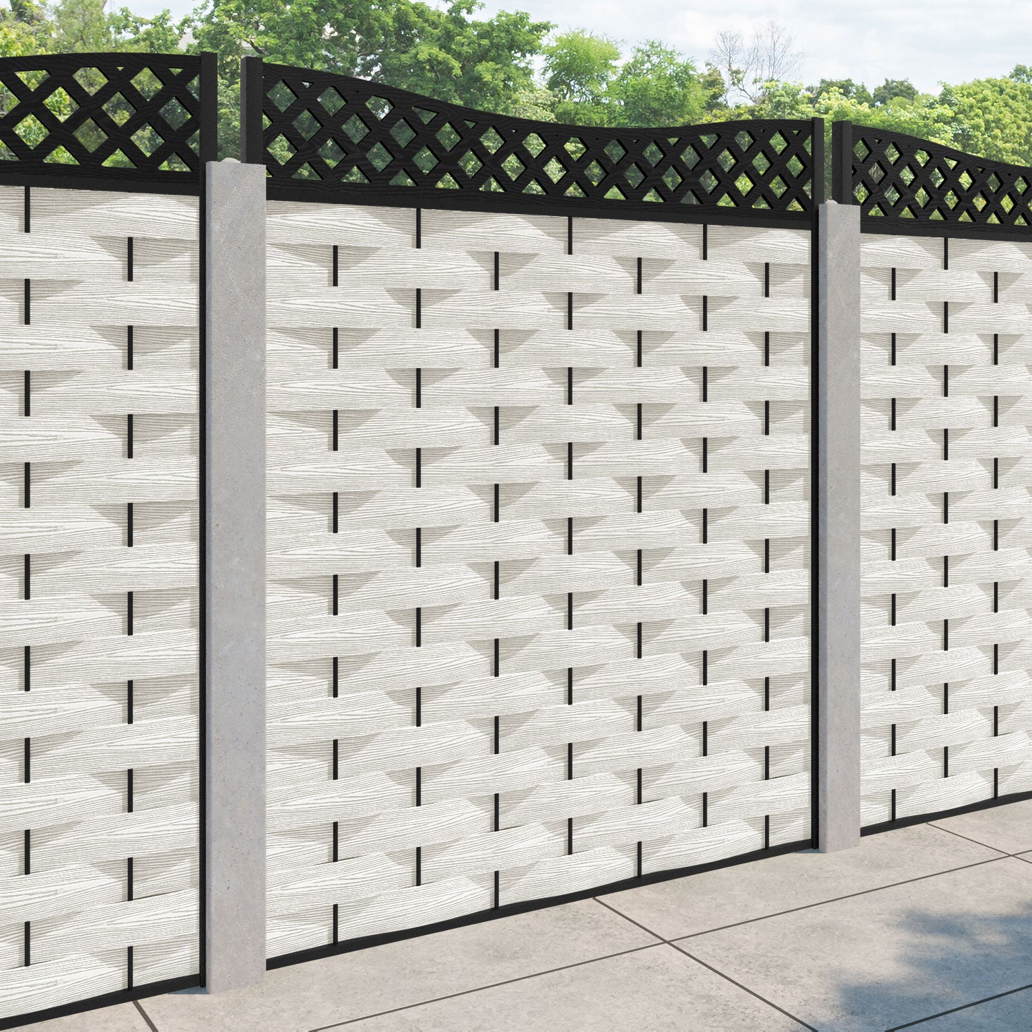 Ripple Low Wave Fence Panel - Light Stone - for existing concrete posts