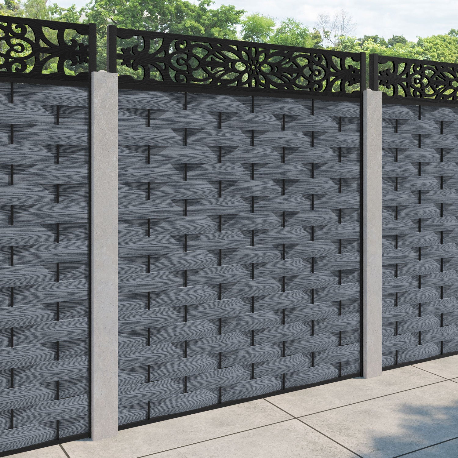 Ripple Windsor Fence Panel - Anthracite - for existing concrete posts