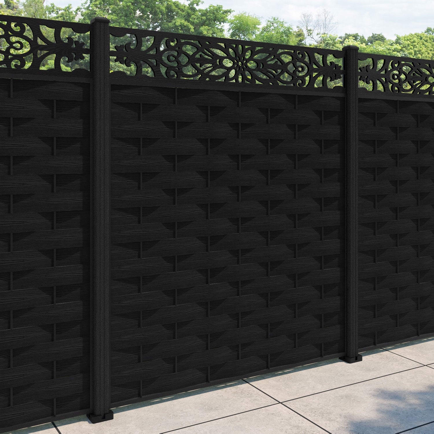 Ripple Windsor Fence Panel - Black - with our composite posts