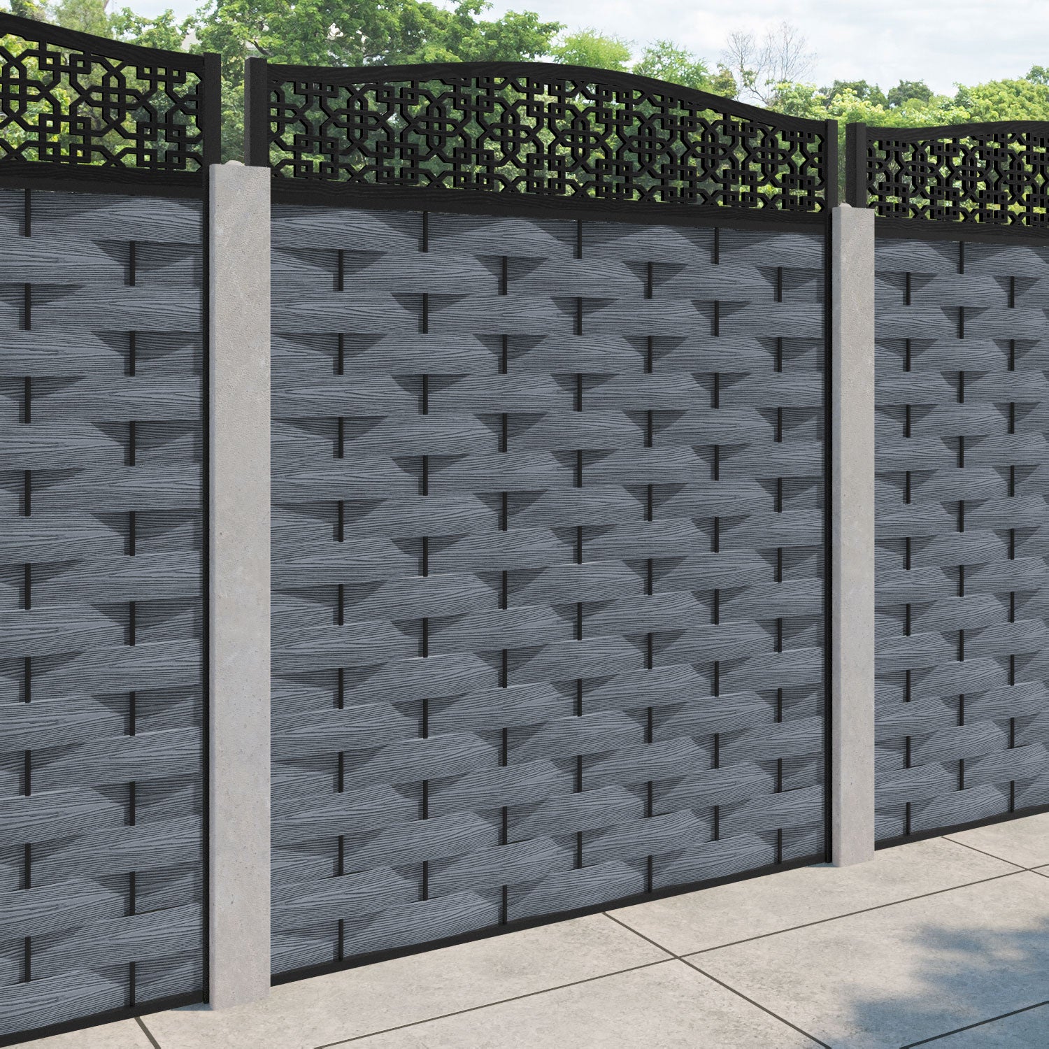 Ripple Zaria Curved Top Fence Panel - Anthracite - for existing concrete posts