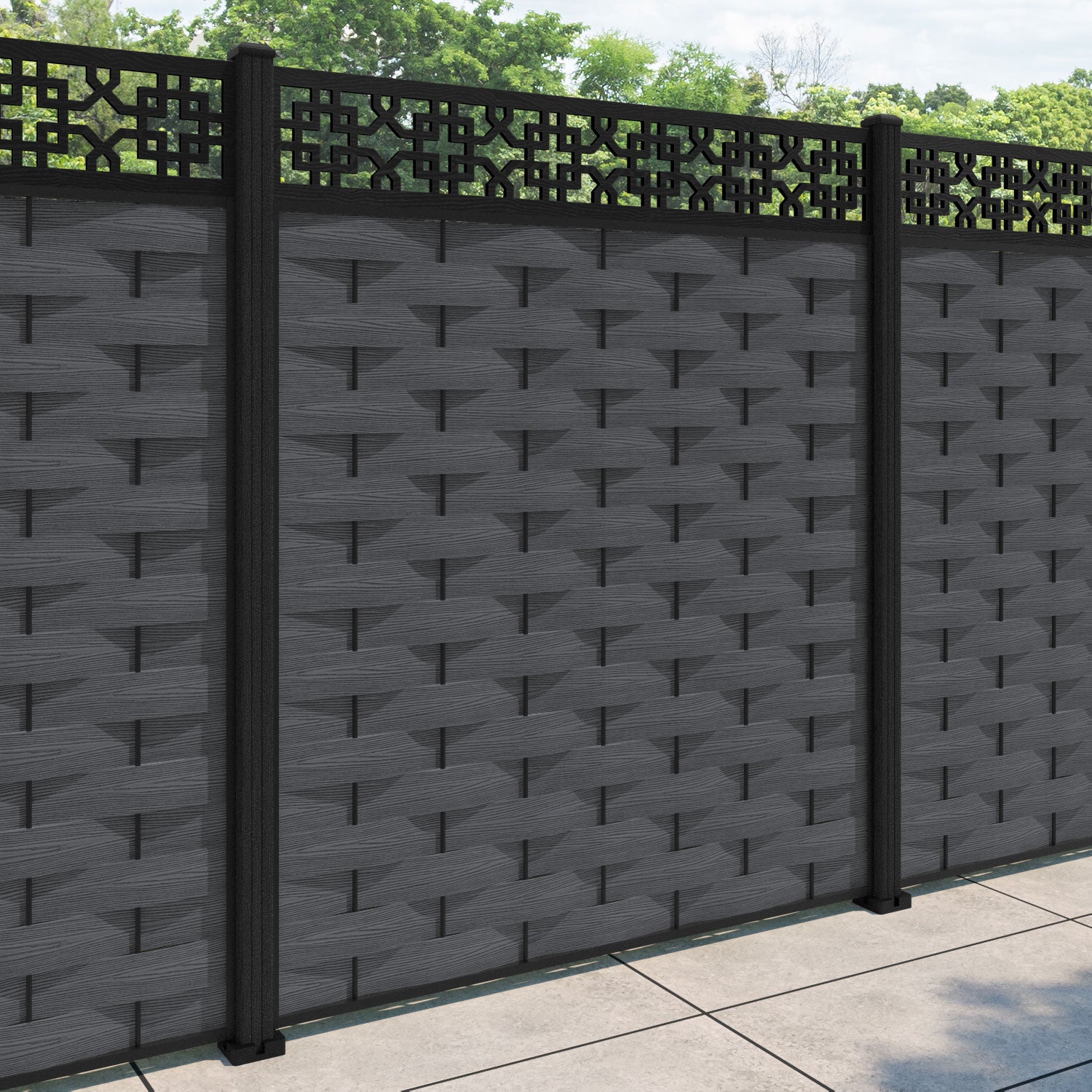 Ripple Zaria Fence Panel - Dark Grey - with our composite posts