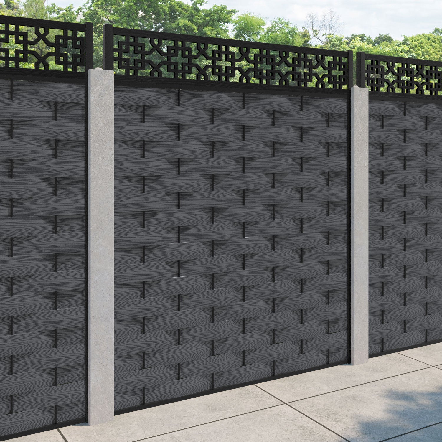 Ripple Zaria Fence Panel - Dark Grey - for existing concrete posts