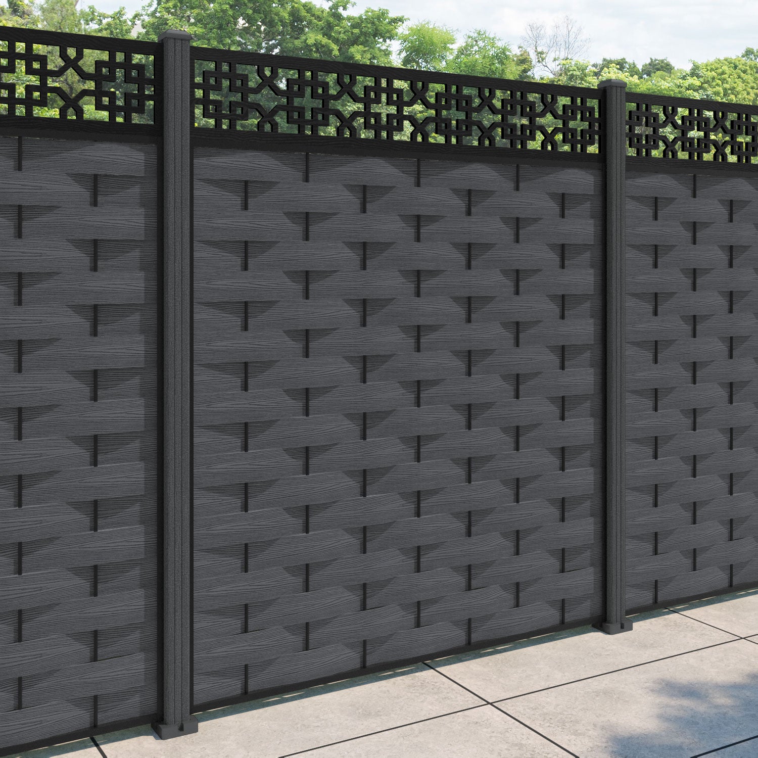 Ripple Zaria Fence Panel - Dark Grey - with our composite posts