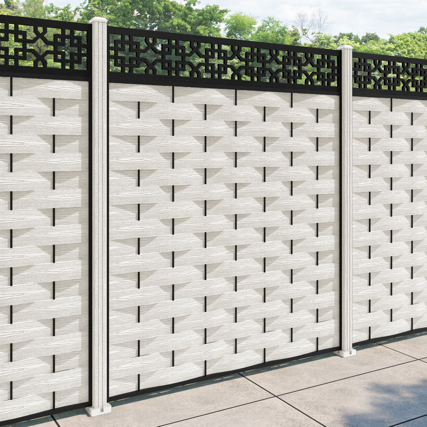 Ripple Zaria Fence Panel - Light Stone - with our composite posts