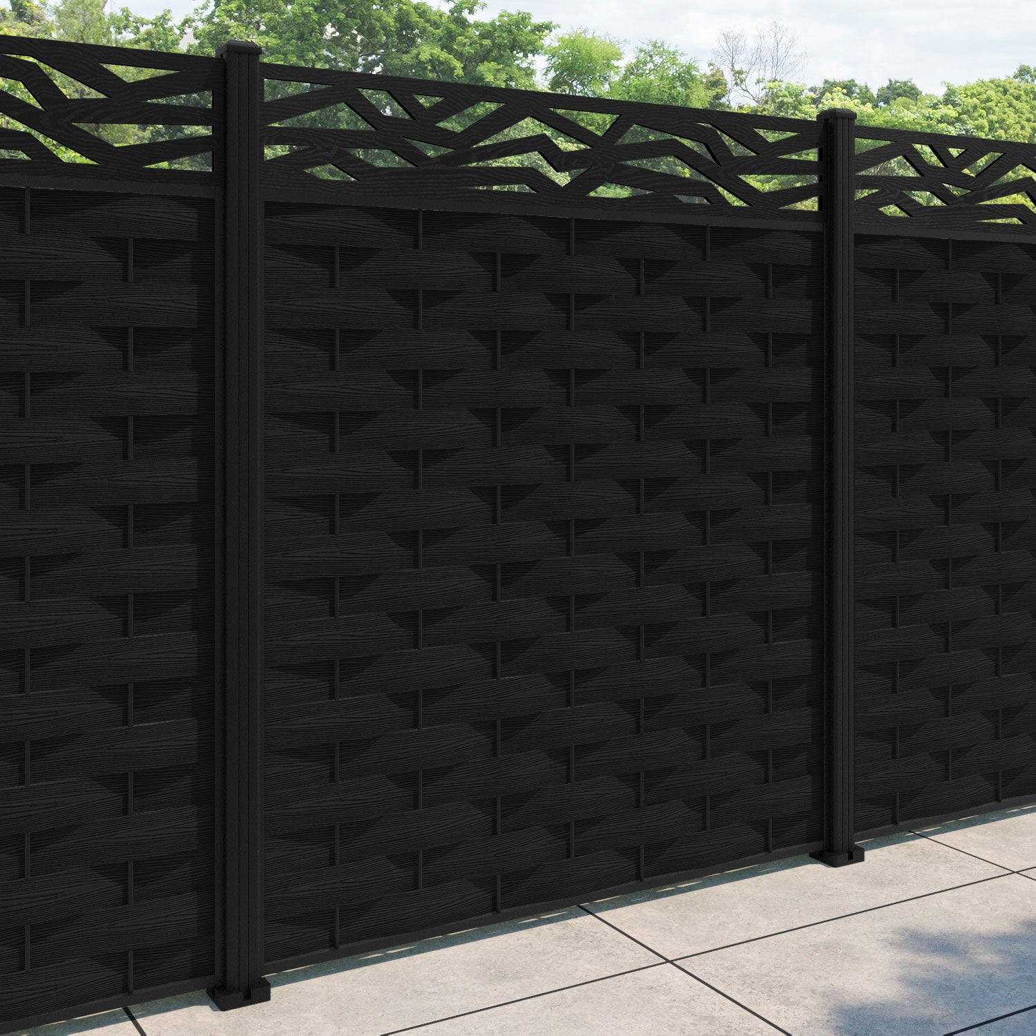 Ripple Zenith Fence Panel - Black - with our aluminium posts