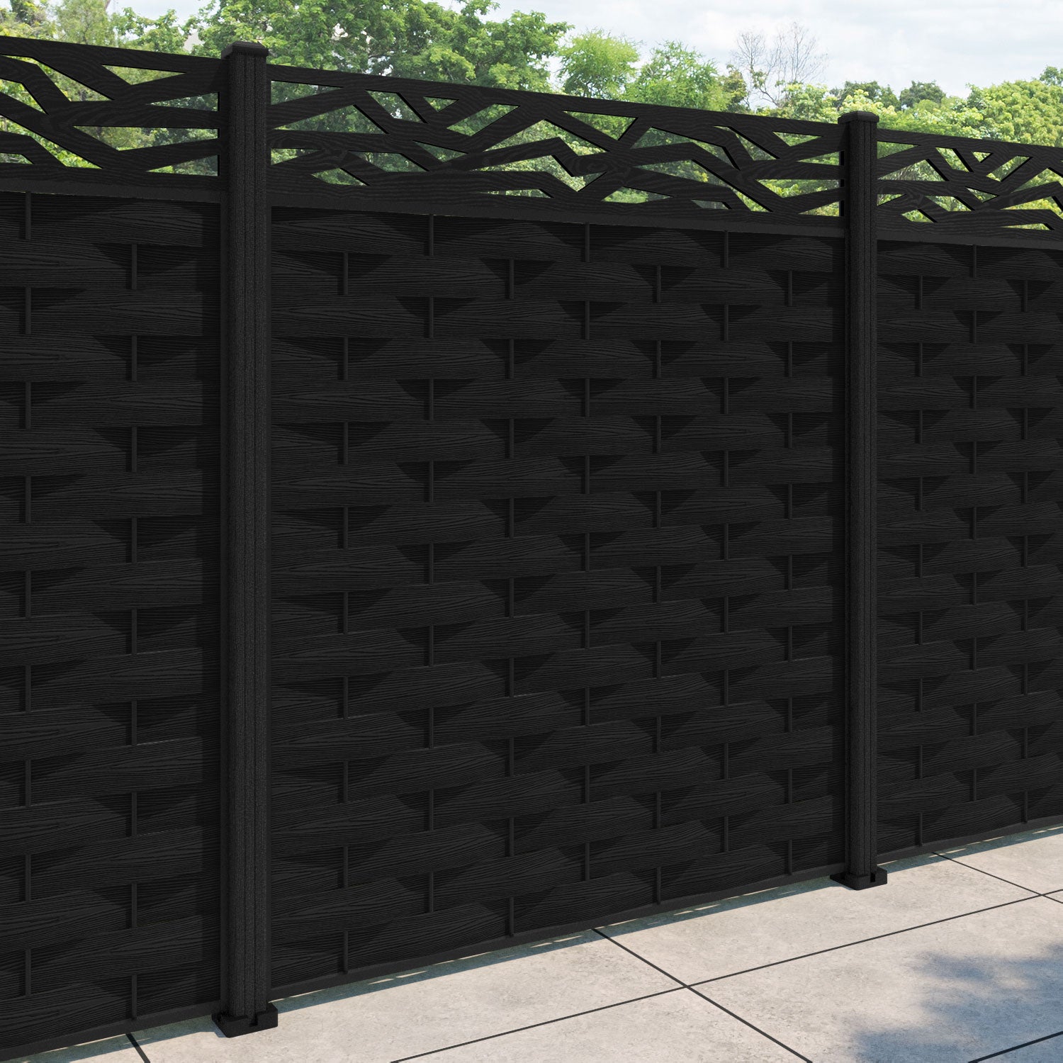 Ripple Zenith Fence Panel - Black - with our composite posts