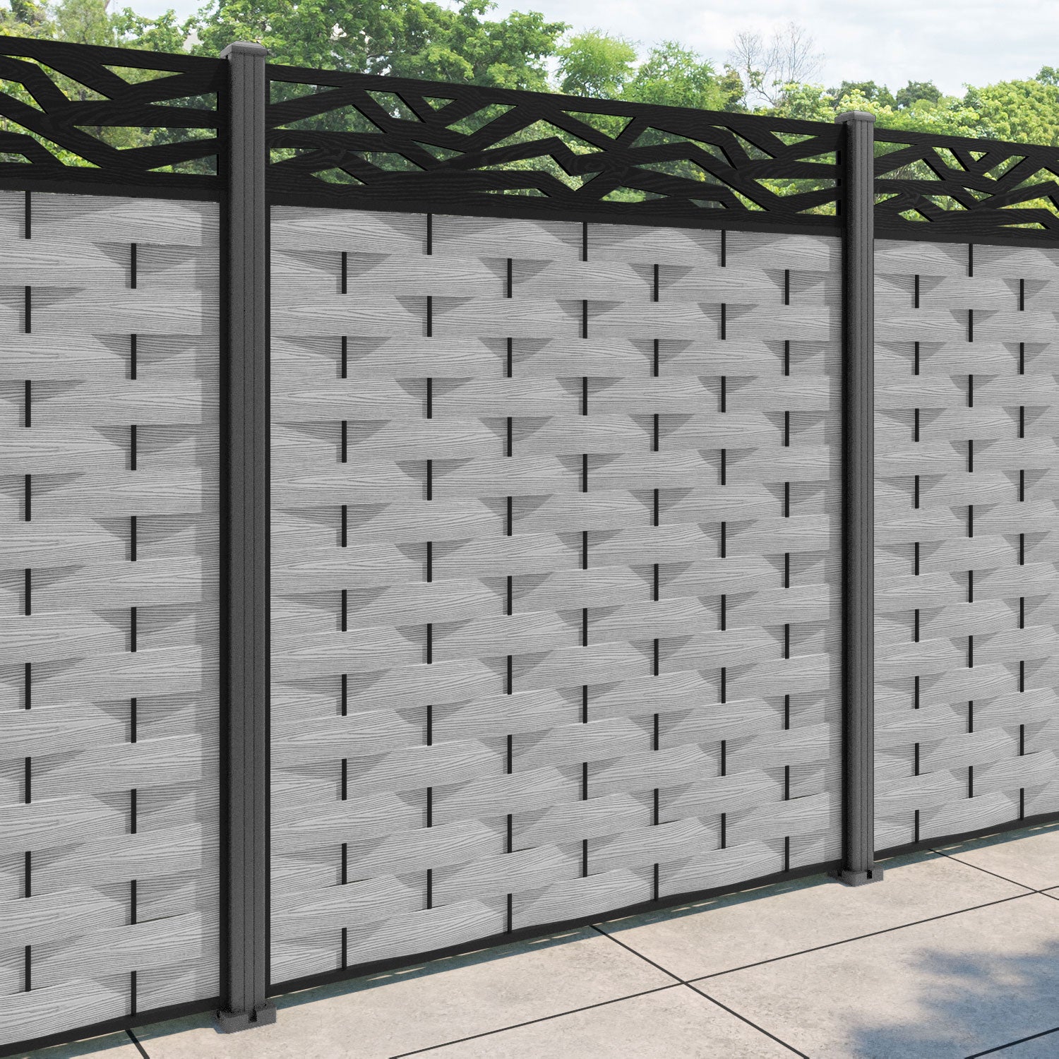 Ripple Zenith Fence Panel - Light Grey - with our aluminium posts