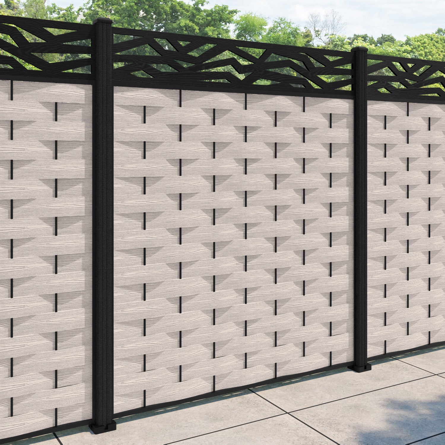 Ripple Zenith Fence Panel - Mid Stone - with our composite posts