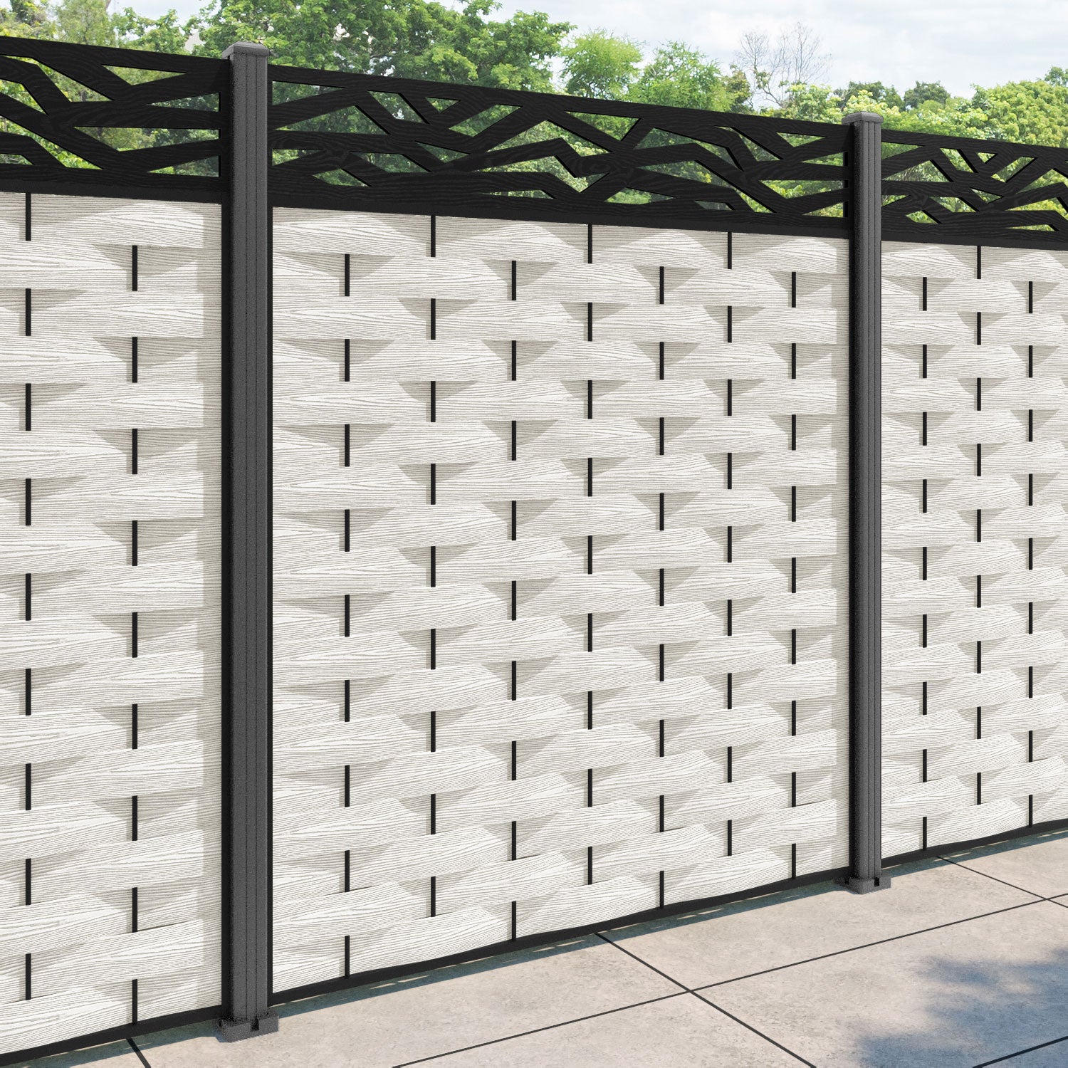 Ripple Zenith Fence Panel - Light Stone - with our aluminium posts
