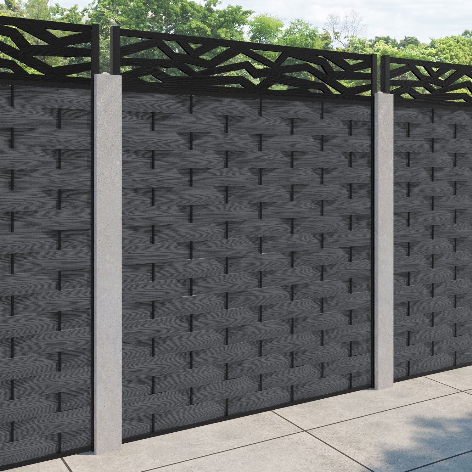 Ripple Zenith Fence Panel - Dark Grey - for existing concrete posts
