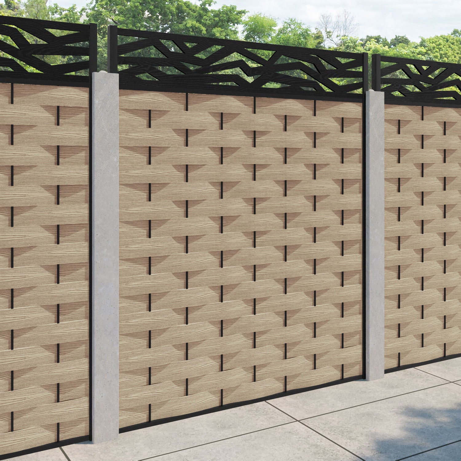 Ripple Zenith Fence Panel - Light Oak - for existing concrete posts