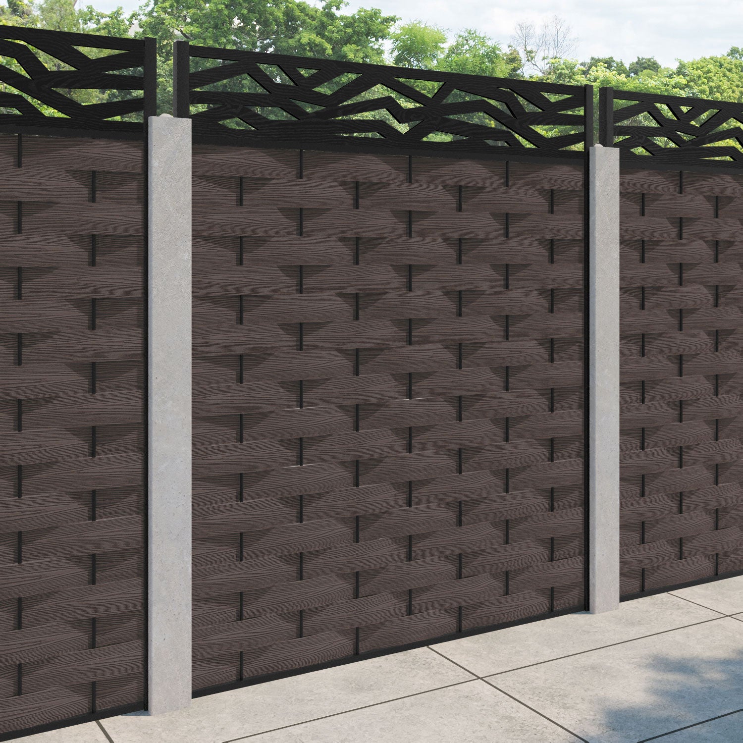 Ripple Zenith Fence Panel - Mid Brown - for existing concrete posts