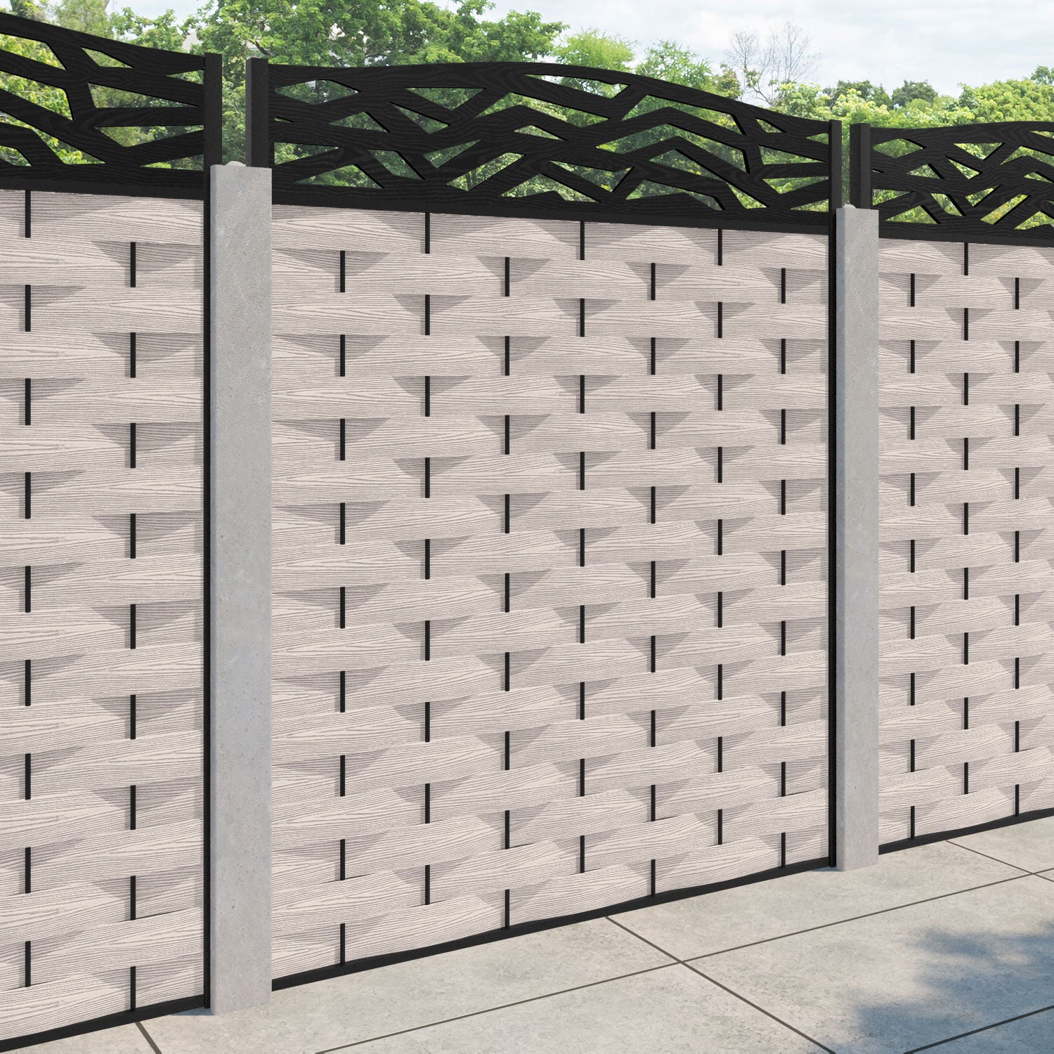 Ripple Zenith Curved Top Fence Panel - Mid Stone - for existing concrete posts
