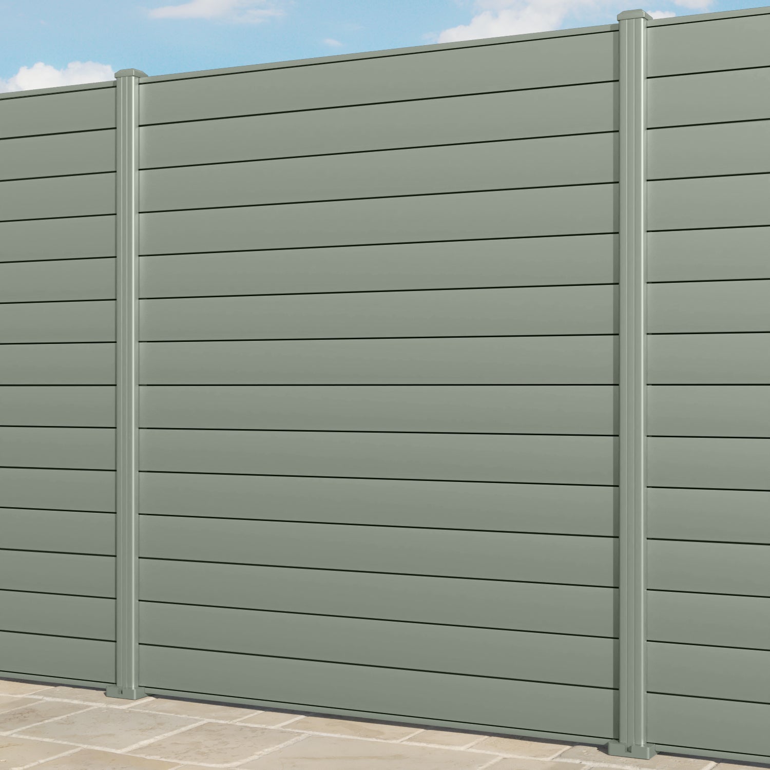 Gate Matching Aluminium Fence Panel - Sage - with our aluminium posts