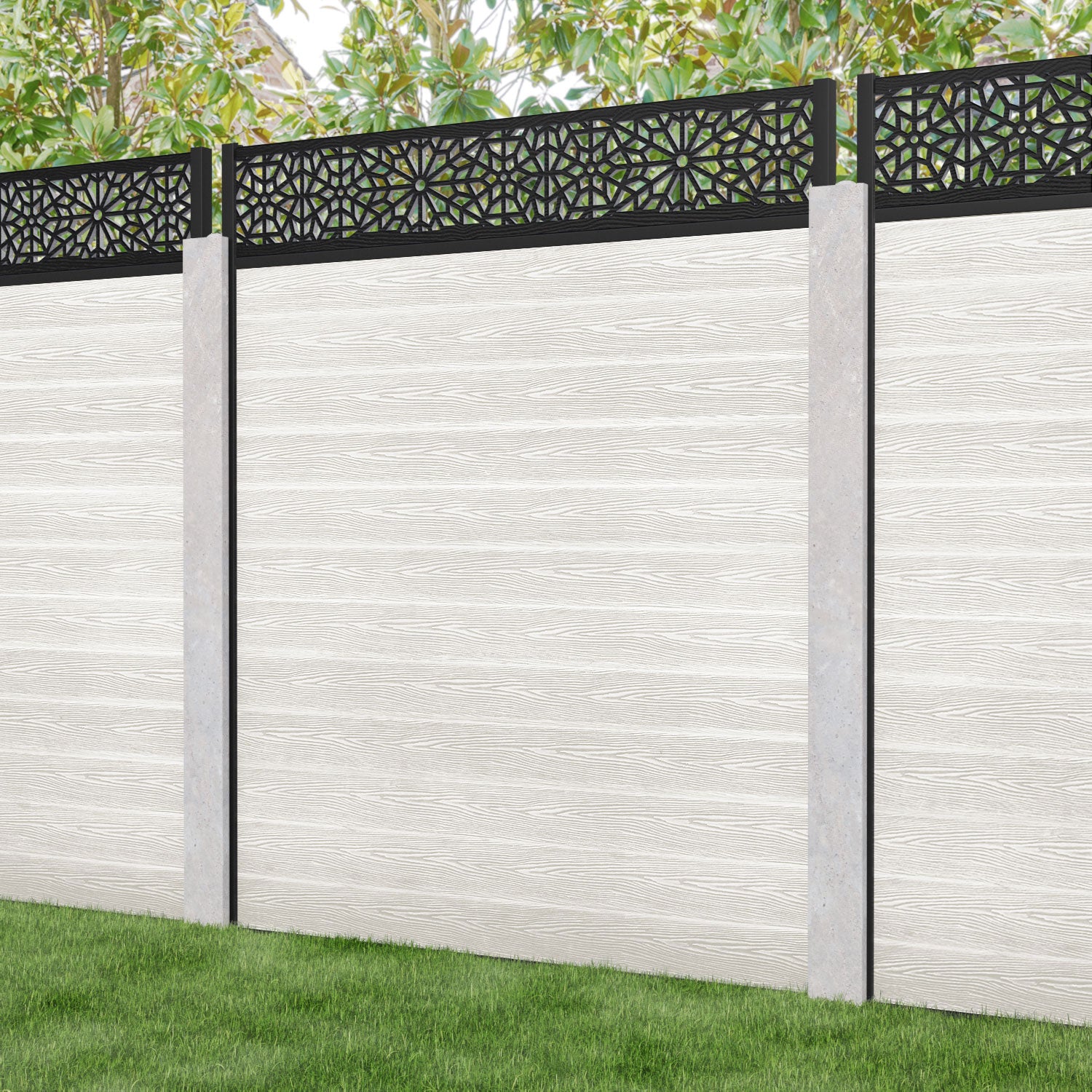 Classic Alnara Fence Panel - Light Stone - for existing concrete posts